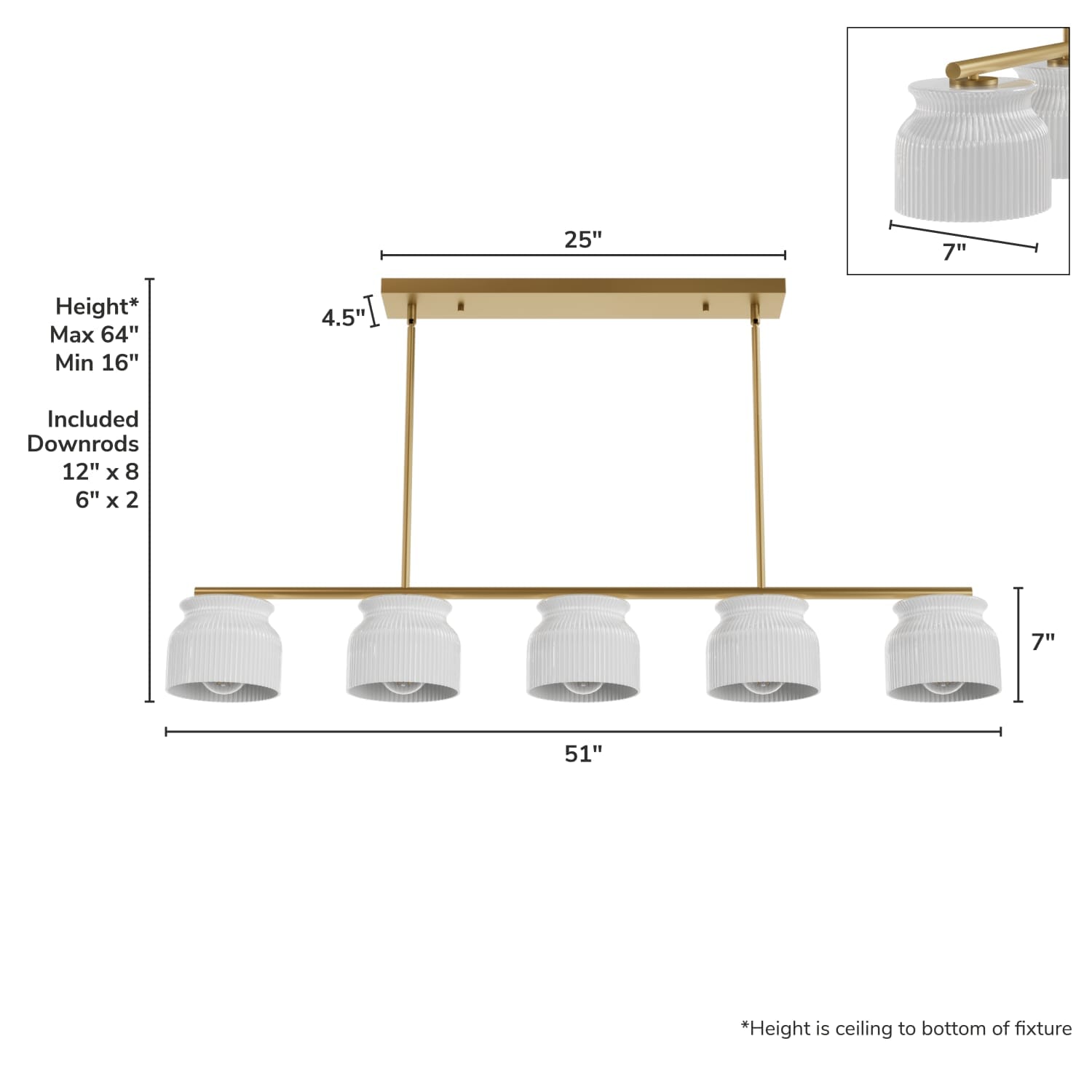 Harlowe Jasmine Roth 5 Light Large 51 Inch Linear - Image 4