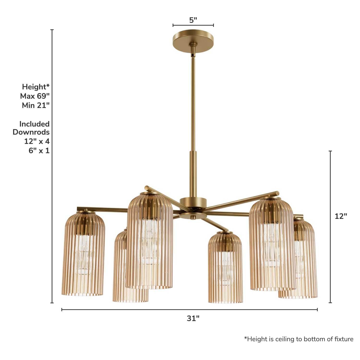 Beverly Glen Jasmine Roth 6 Light Large 31 Inch Chandelier - Image 4