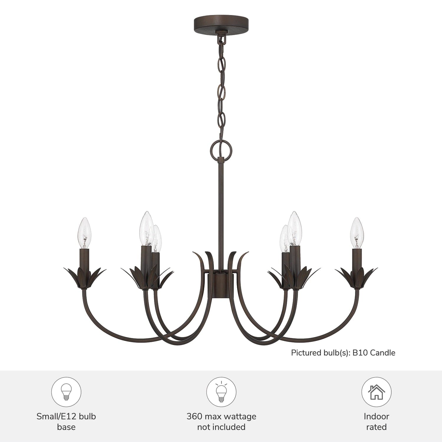 Junie Bud Jasmine Roth 6 Light Medium 28 Inch Chandelier - Image 5