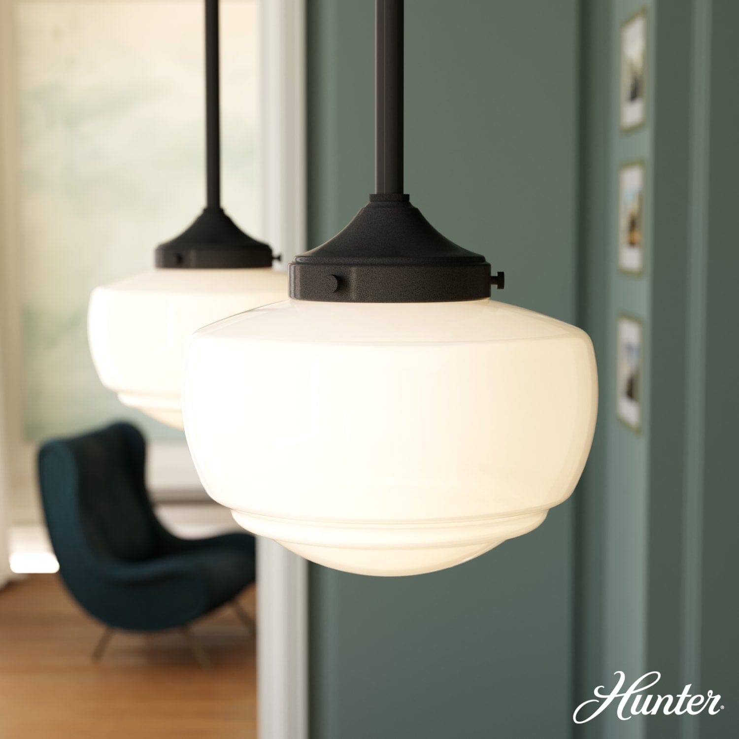Saddle Creek Shiny Cased White Glass 1 Light Mini Pendant - Image 2