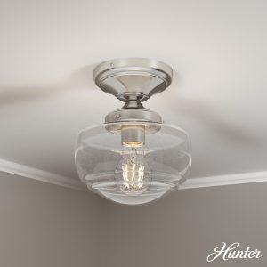 Saddle Creek Clear Seeded Glass 1 Light Mini Semi Flush