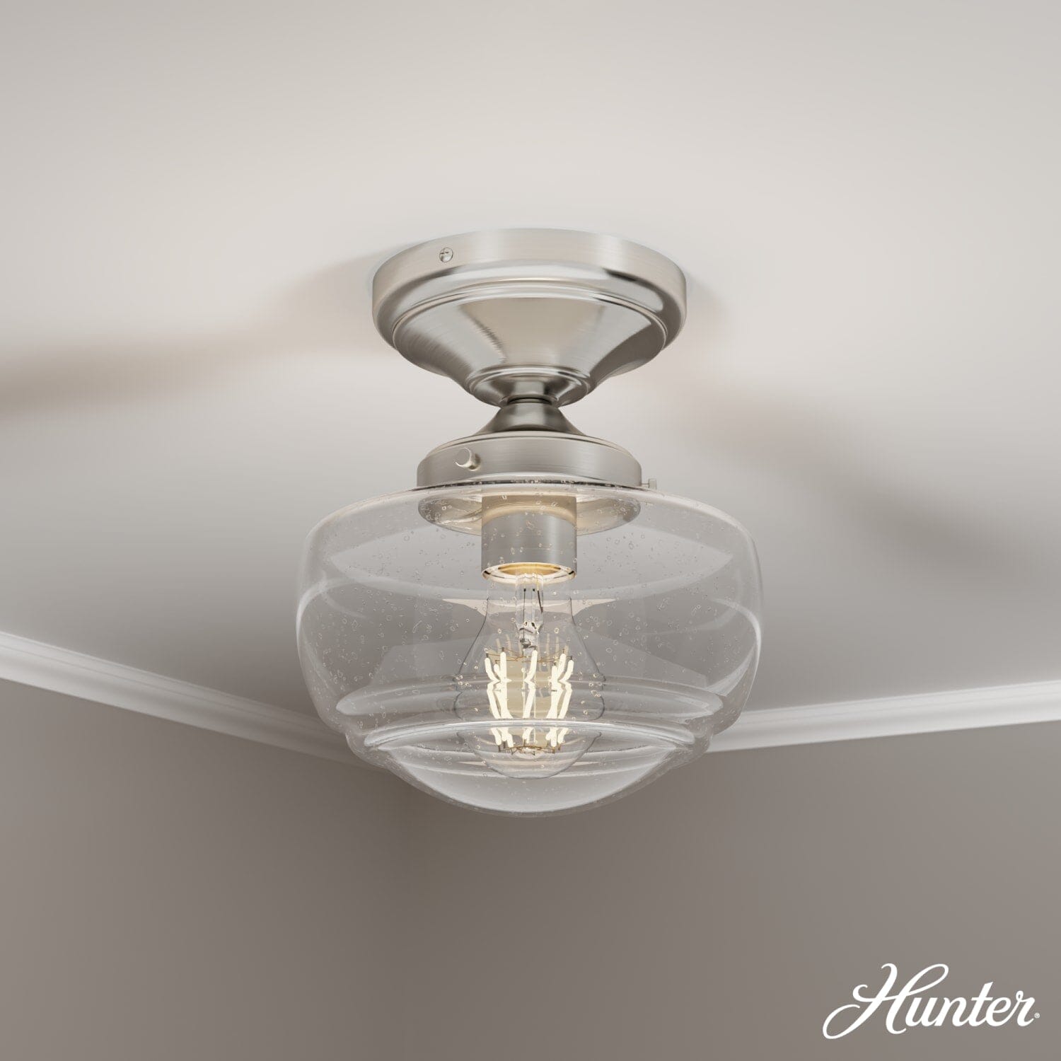 Saddle Creek Clear Seeded Glass 1 Light Mini Semi Flush