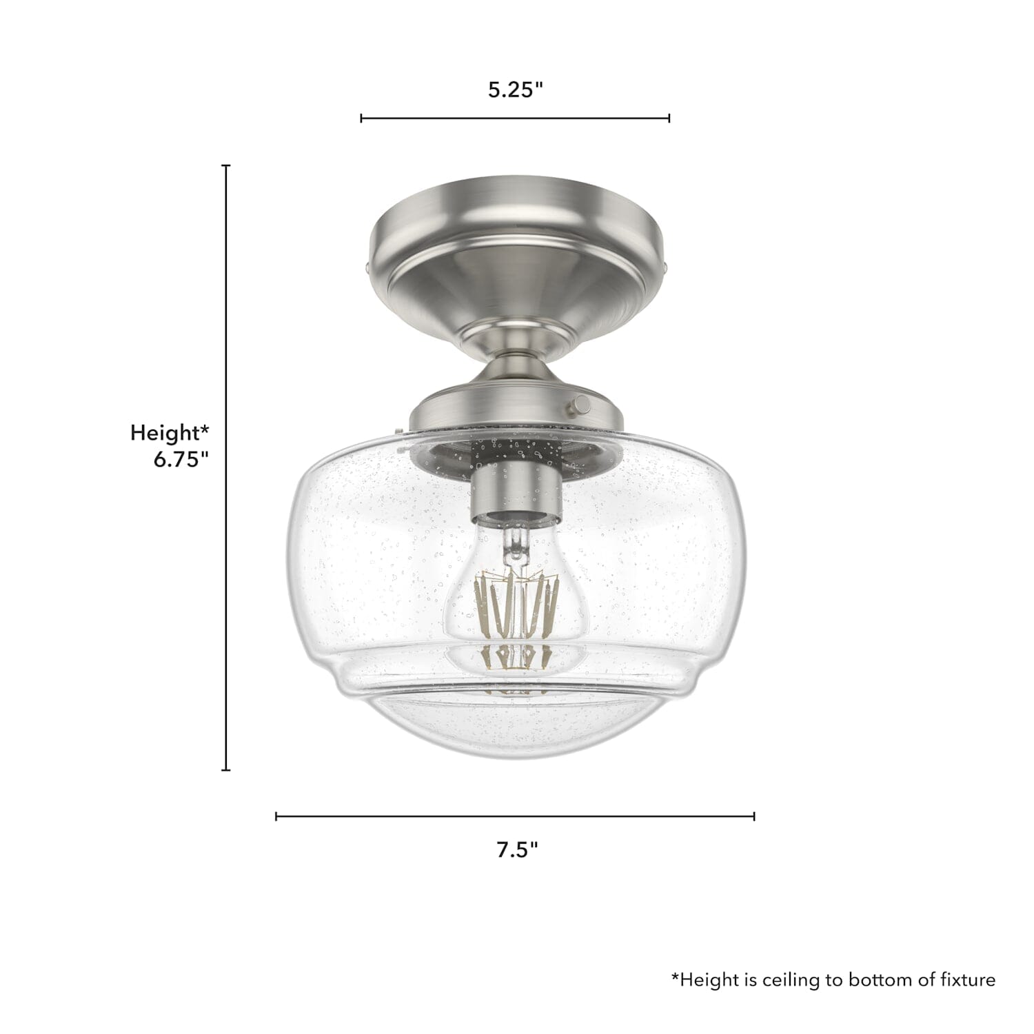 Saddle Creek Clear Seeded Glass 1 Light Mini Semi Flush - Image 5