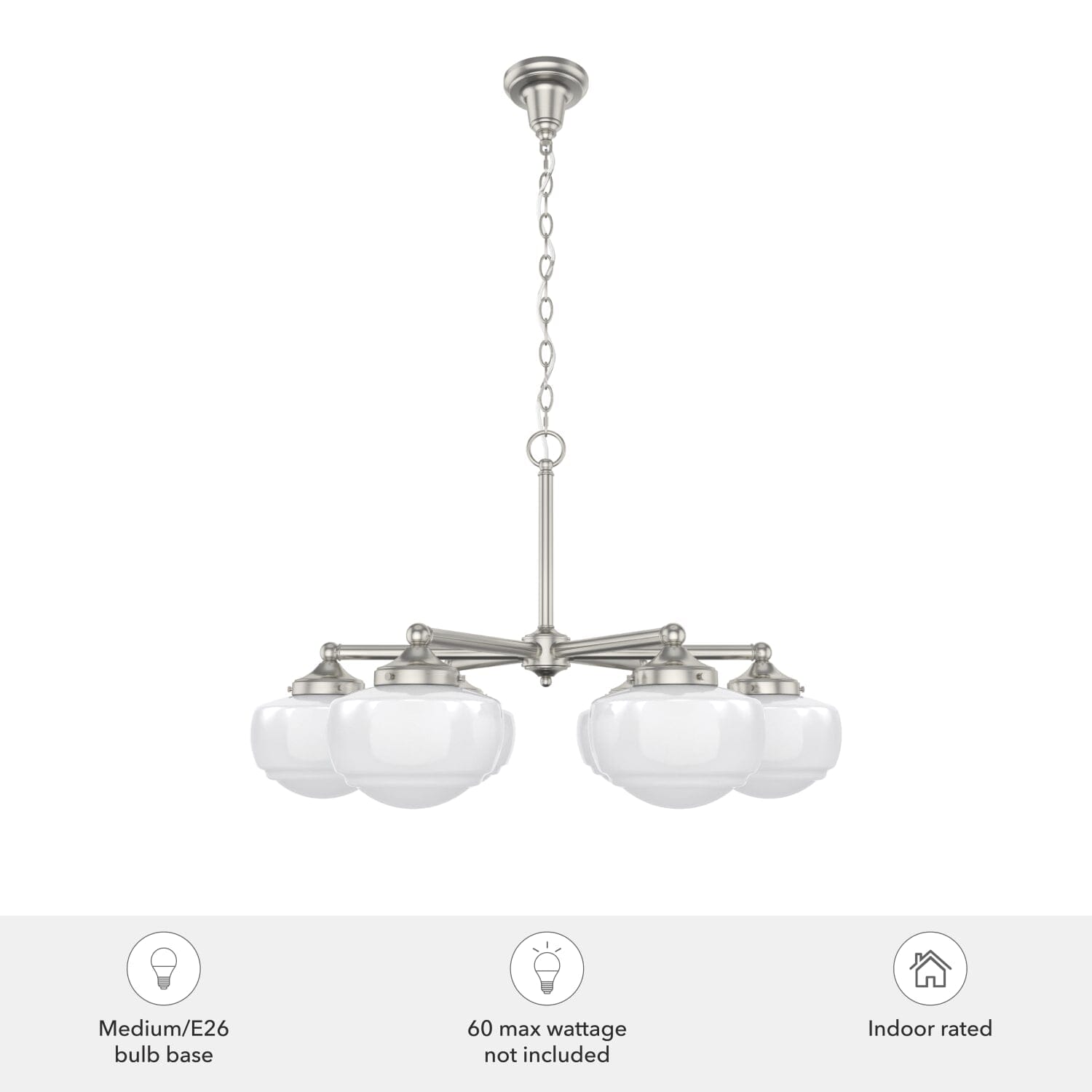 Saddle Creek Shiny Cased White Glass 6 Light Chandelier - Image 3