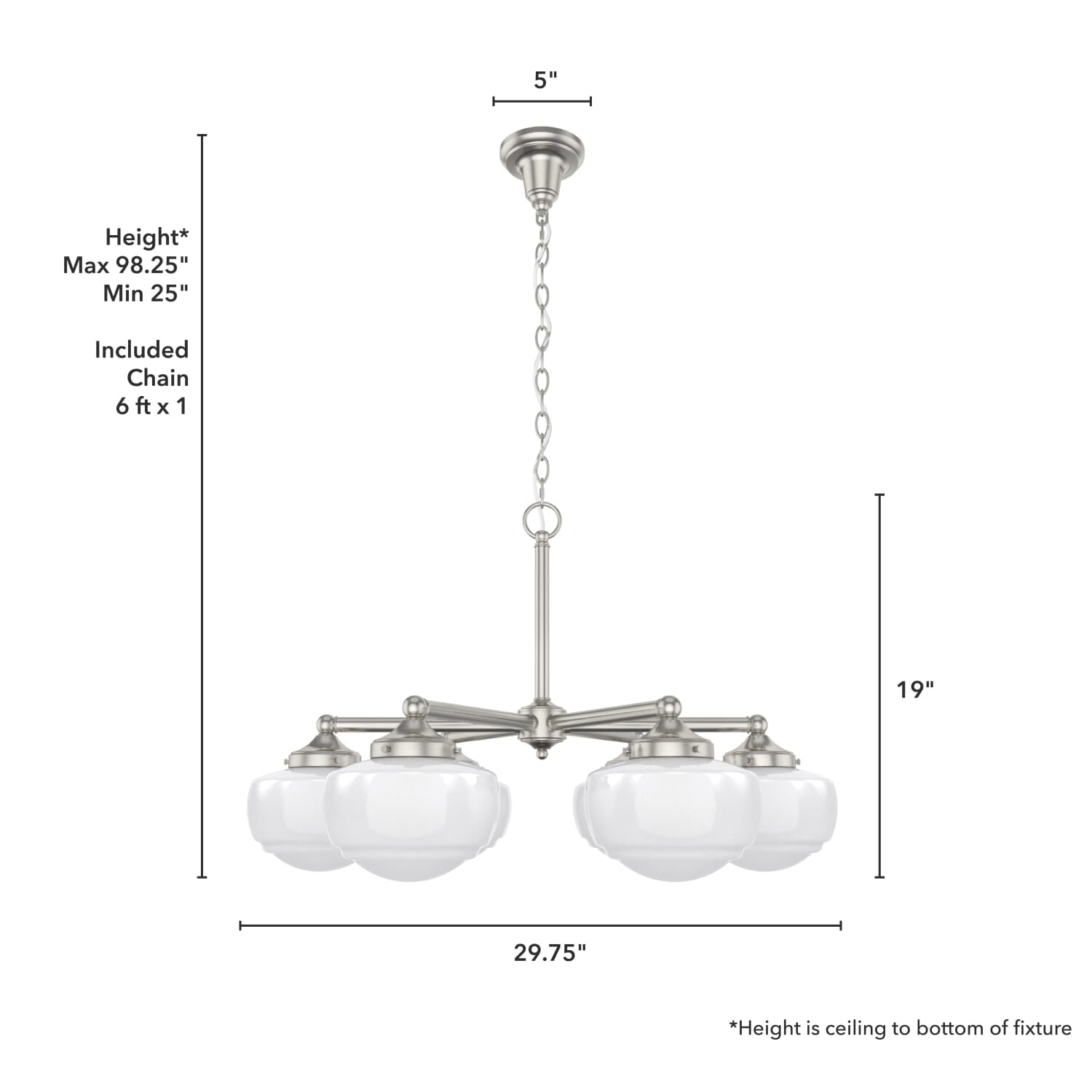 Saddle Creek Shiny Cased White Glass 6 Light Chandelier - Image 4