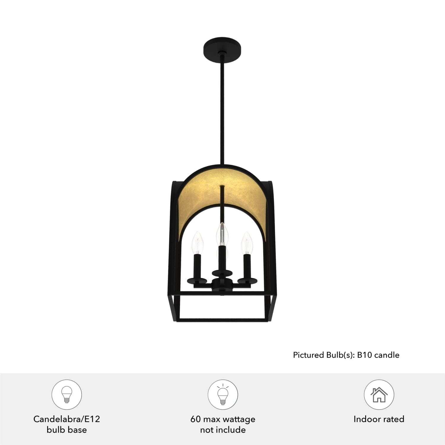 Dukestown 4 Light Lantern Pendant 12 inch - Image 3