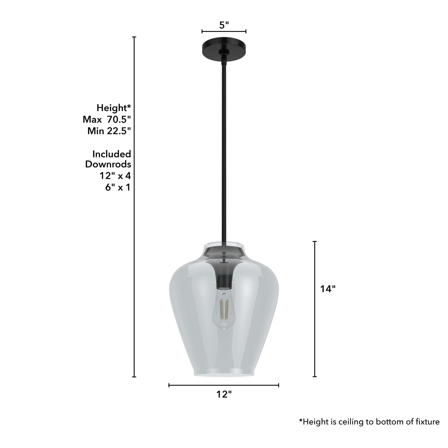 Vidria Smoked Glass 1 Light 12 Inch Pendant - Image 4