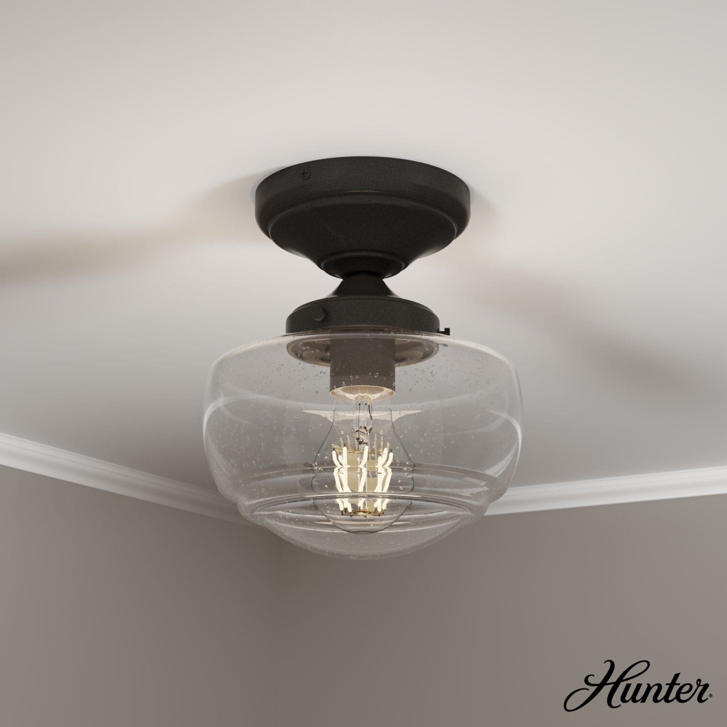 Saddle Creek Clear Seeded Glass 1 Light Mini Semi Flush - Image 2