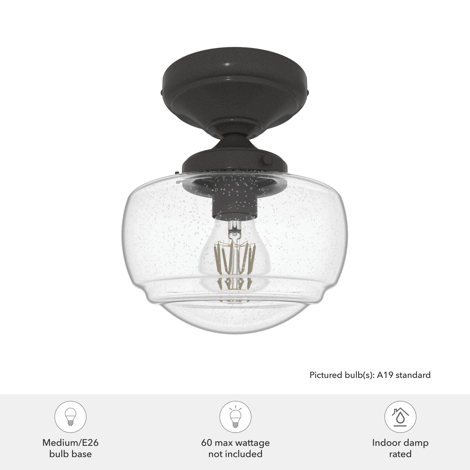 Saddle Creek Clear Seeded Glass 1 Light Mini Semi Flush - Image 4