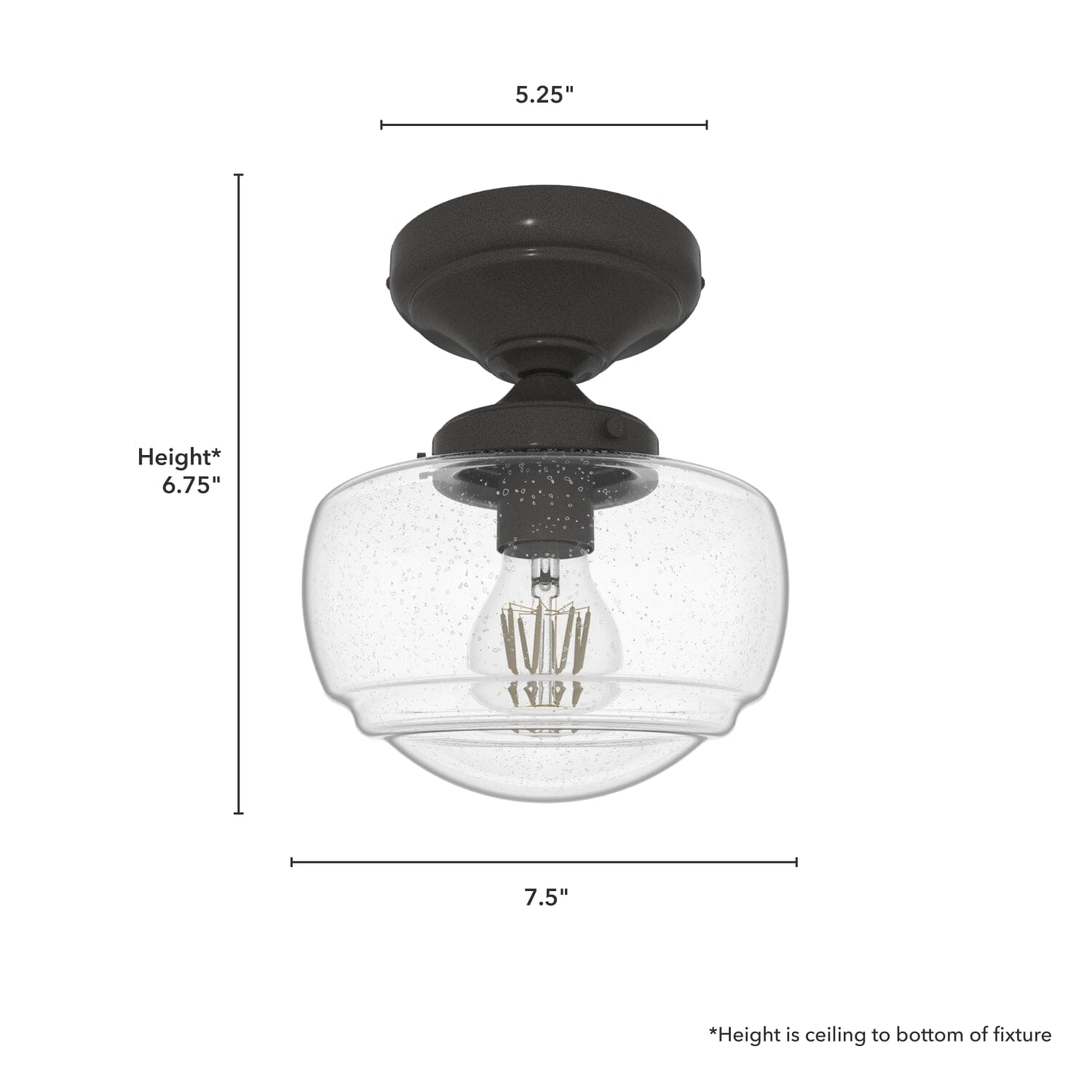 Saddle Creek Clear Seeded Glass 1 Light Mini Semi Flush - Image 6