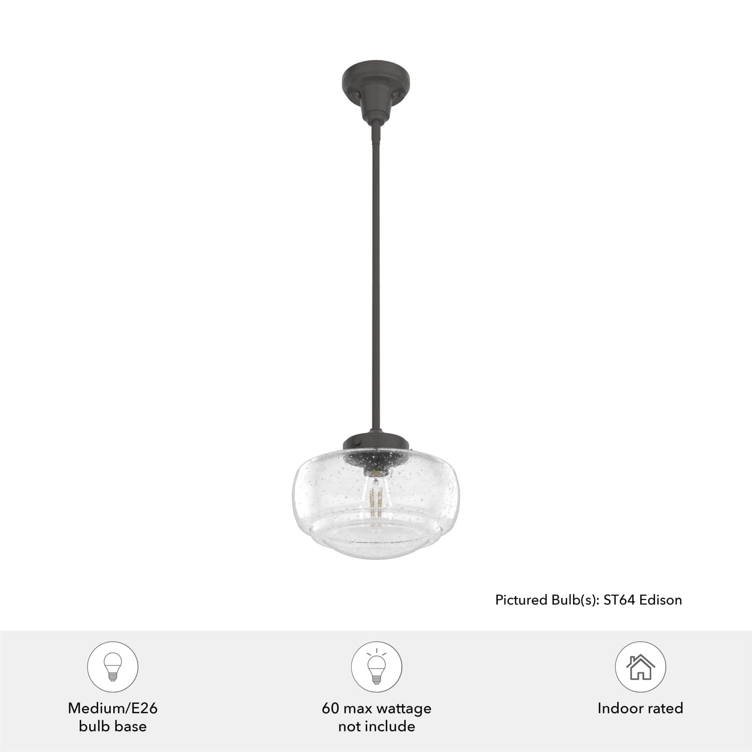 Saddle Creek Clear Seeded Glass 1 Light 10 Inch Pendant - Image 6