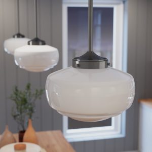 Saddle Creek Shiny Cased White Glass 1 Light 10 Inch Pendant
