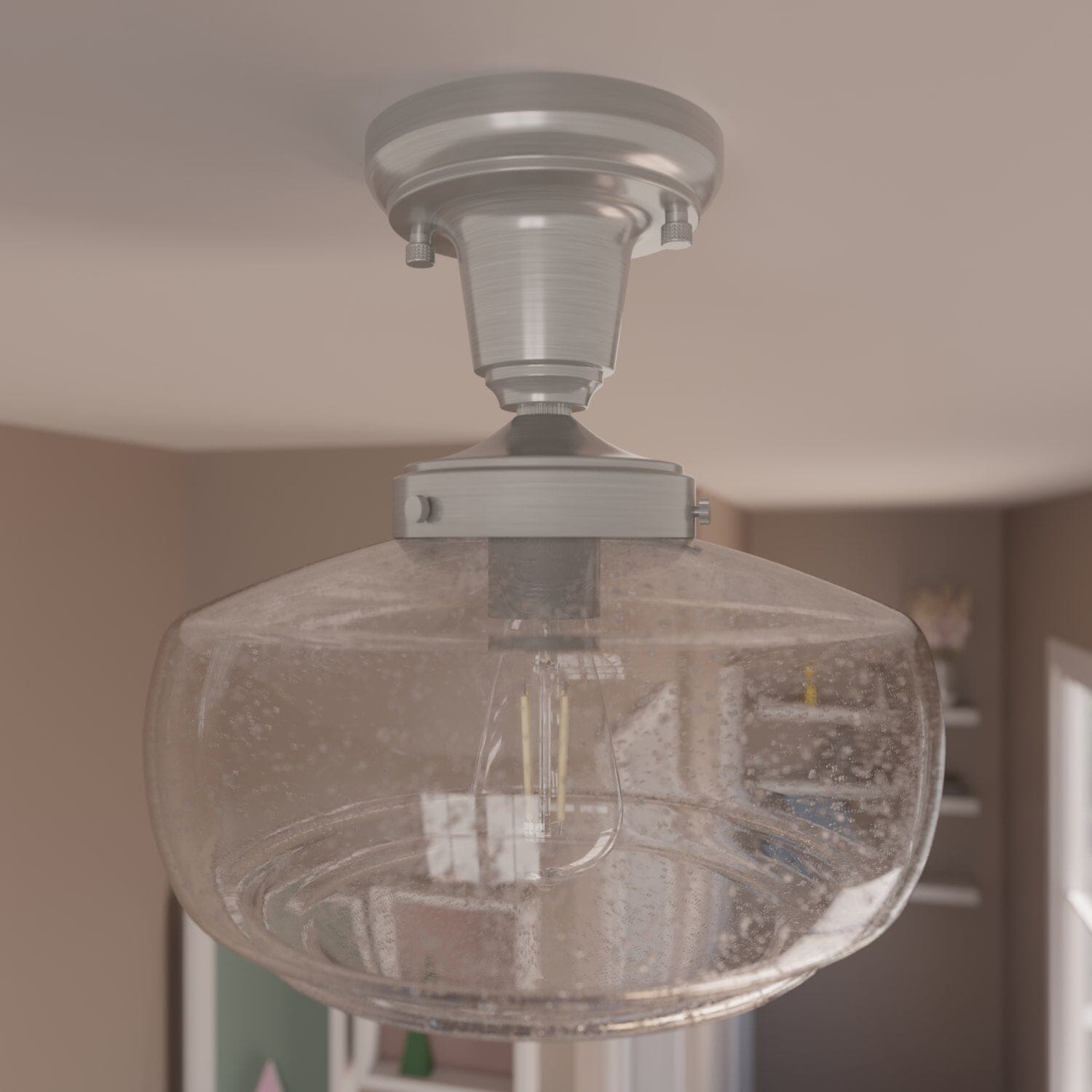 Saddle Creek Clear Seeded Glass 1 Light 10 Inch Pendant