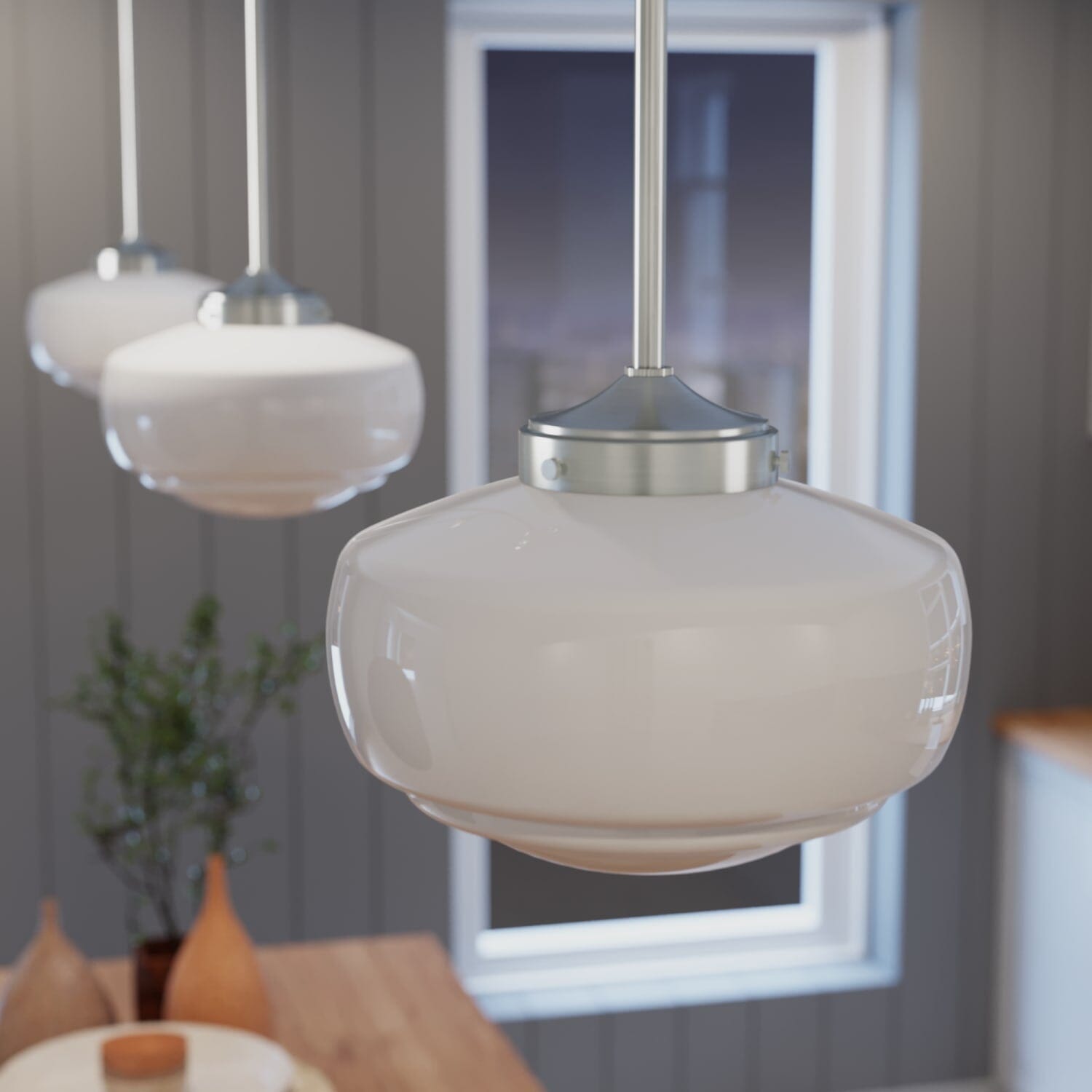 Saddle Creek Shiny Cased White Glass 1 Light 10 Inch Pendant - Image 2