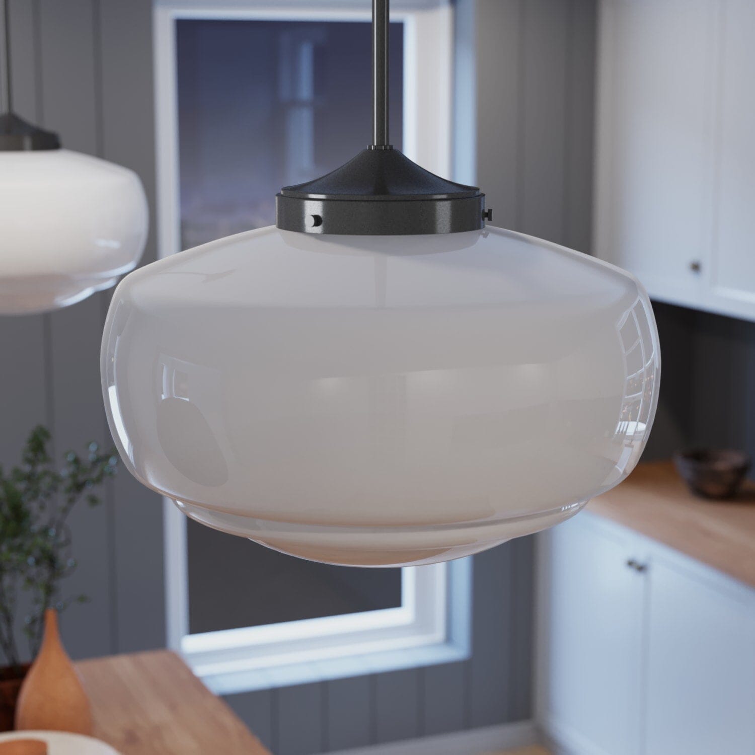 Saddle Creek Shiny Cased White Glass 1 Light 16 Inch Pendant - Image 2