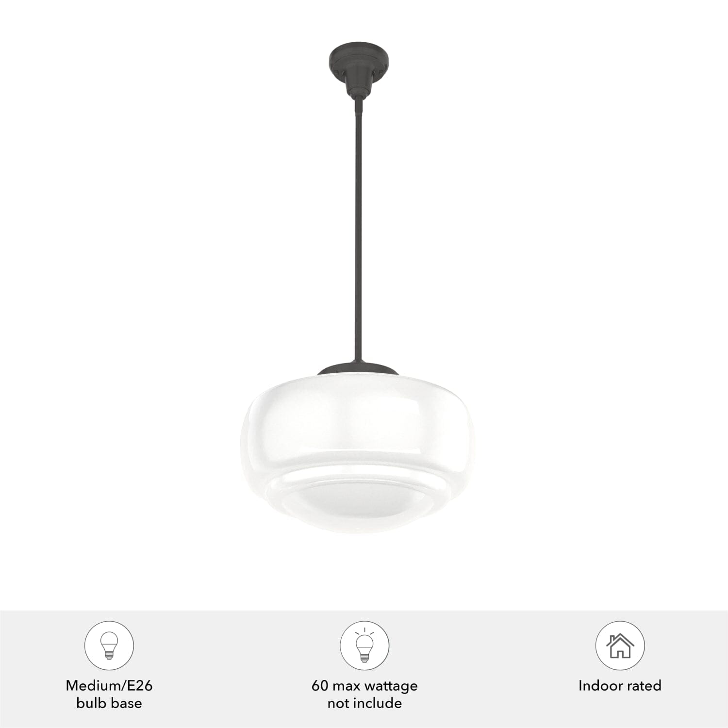 Saddle Creek Shiny Cased White Glass 1 Light 16 Inch Pendant - Image 6