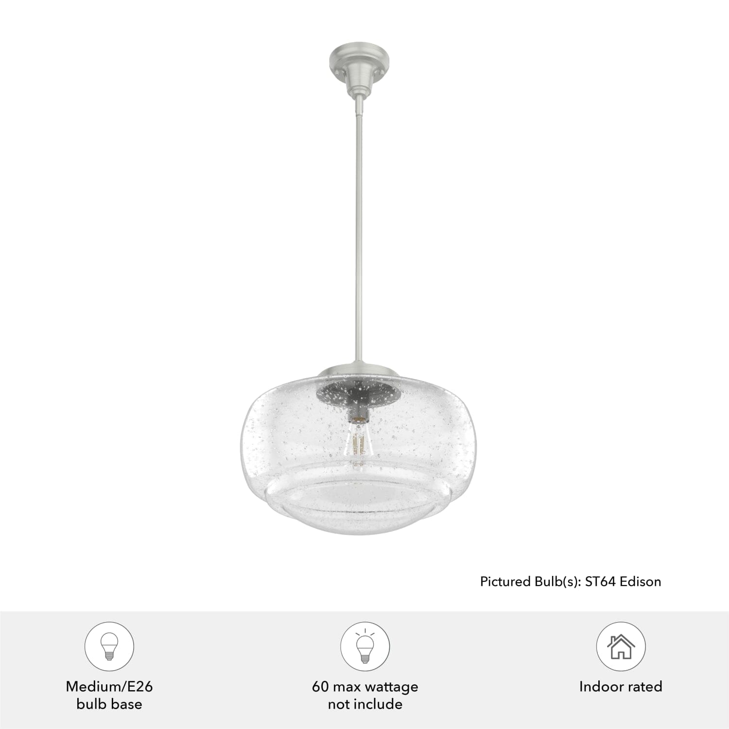 Saddle Creek Clear Seeded Glass 1 Light 16 Inch Pendant - Image 6