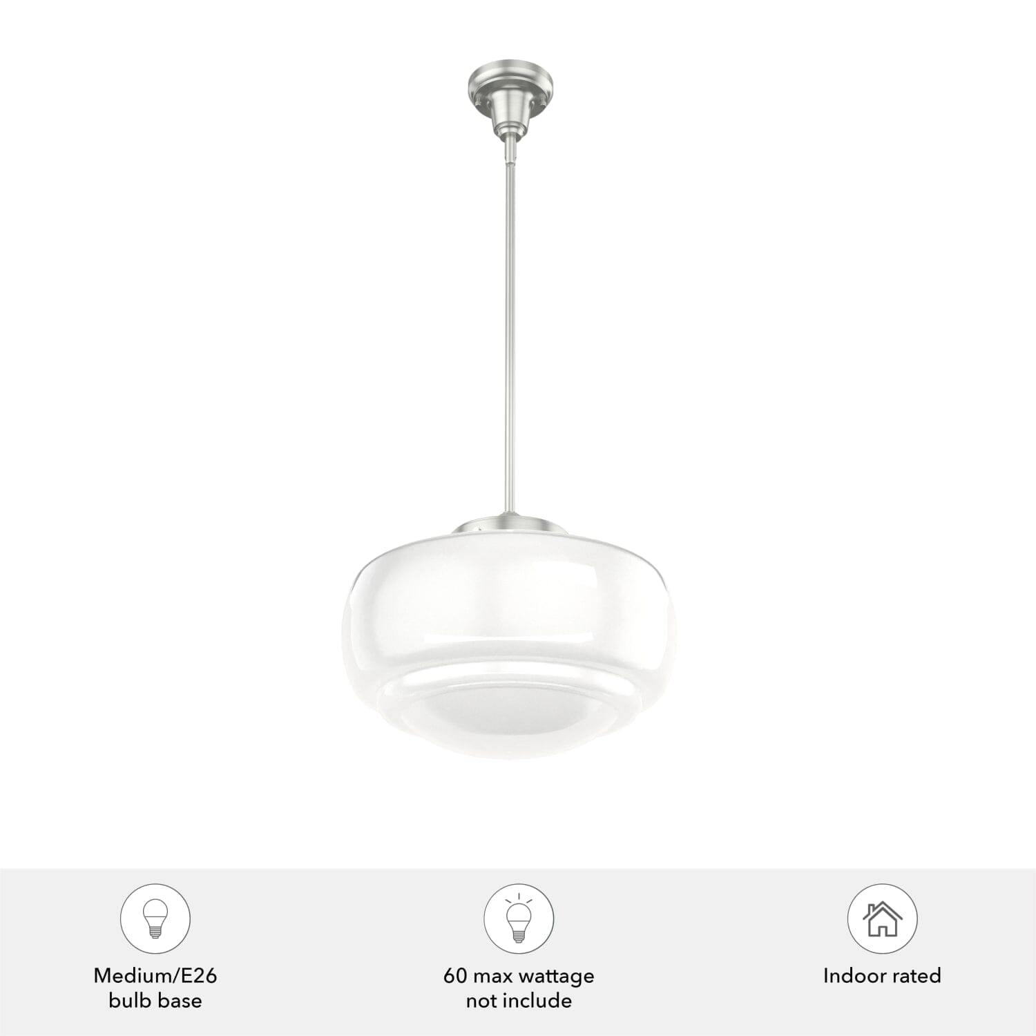 Saddle Creek Shiny Cased White Glass 1 Light 16 Inch Pendant - Image 5