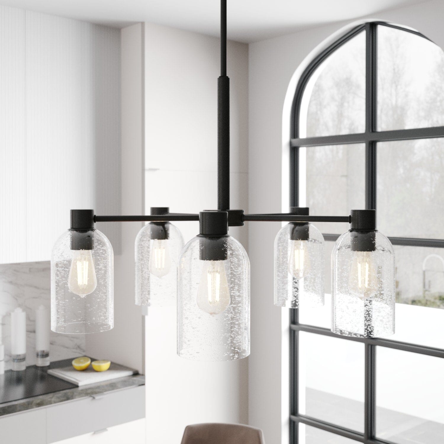 Lochemeade Clear Seeded Glass 5 Light Chandelier - Image 2