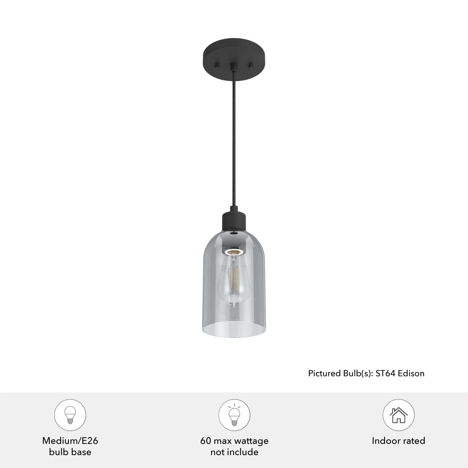 Lochemeade Smoked Glass 1 Light Mini Pendant - Image 3