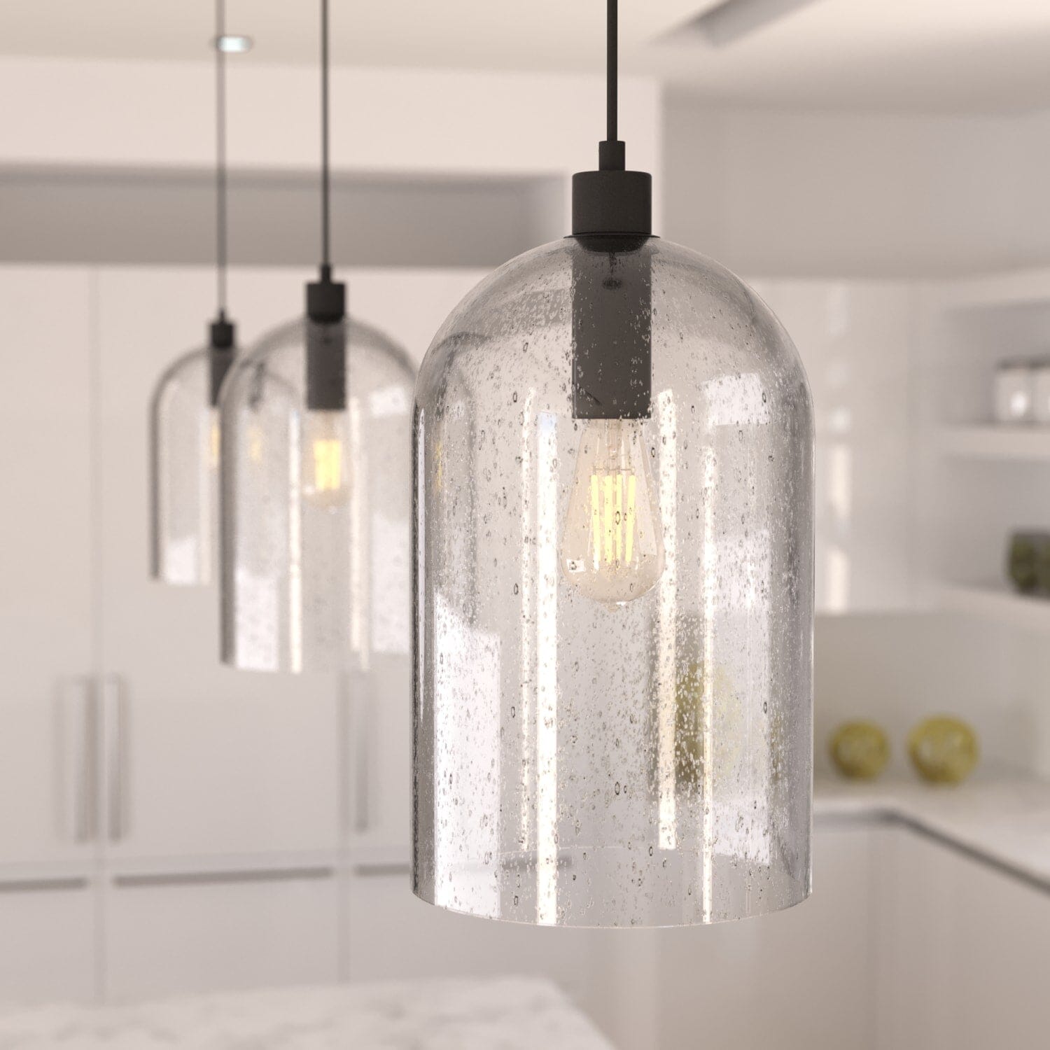 Lochemeade Clear Seeded Glass 1 Light Large pendant - Image 2