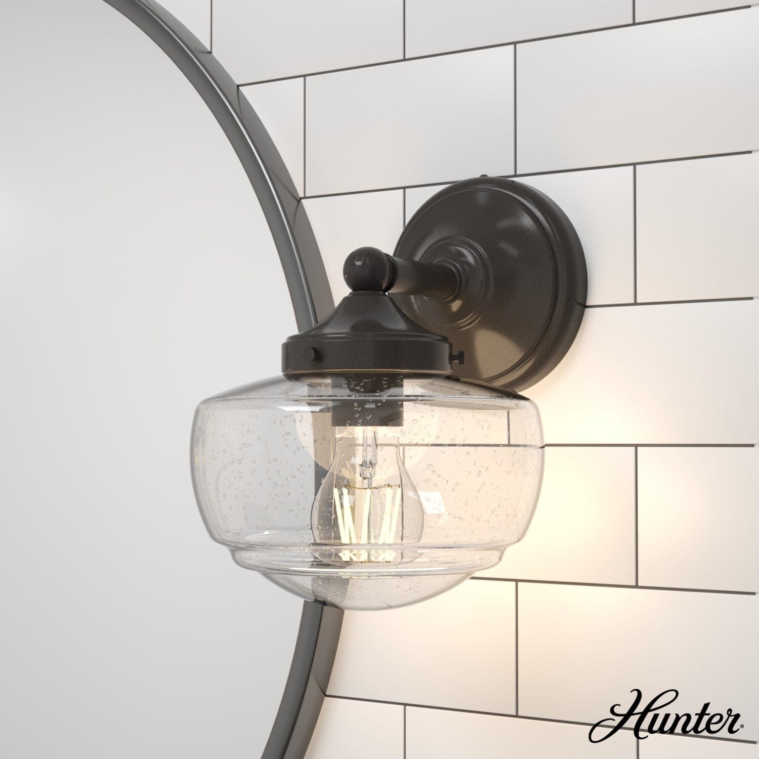 Saddle Creek Clear Seeded Glass 1 Light Sconce