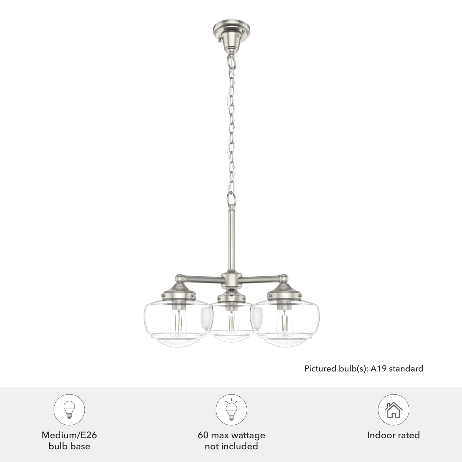 Saddle Creek Clear Seeded Glass 3 Light Chandelier - Image 5