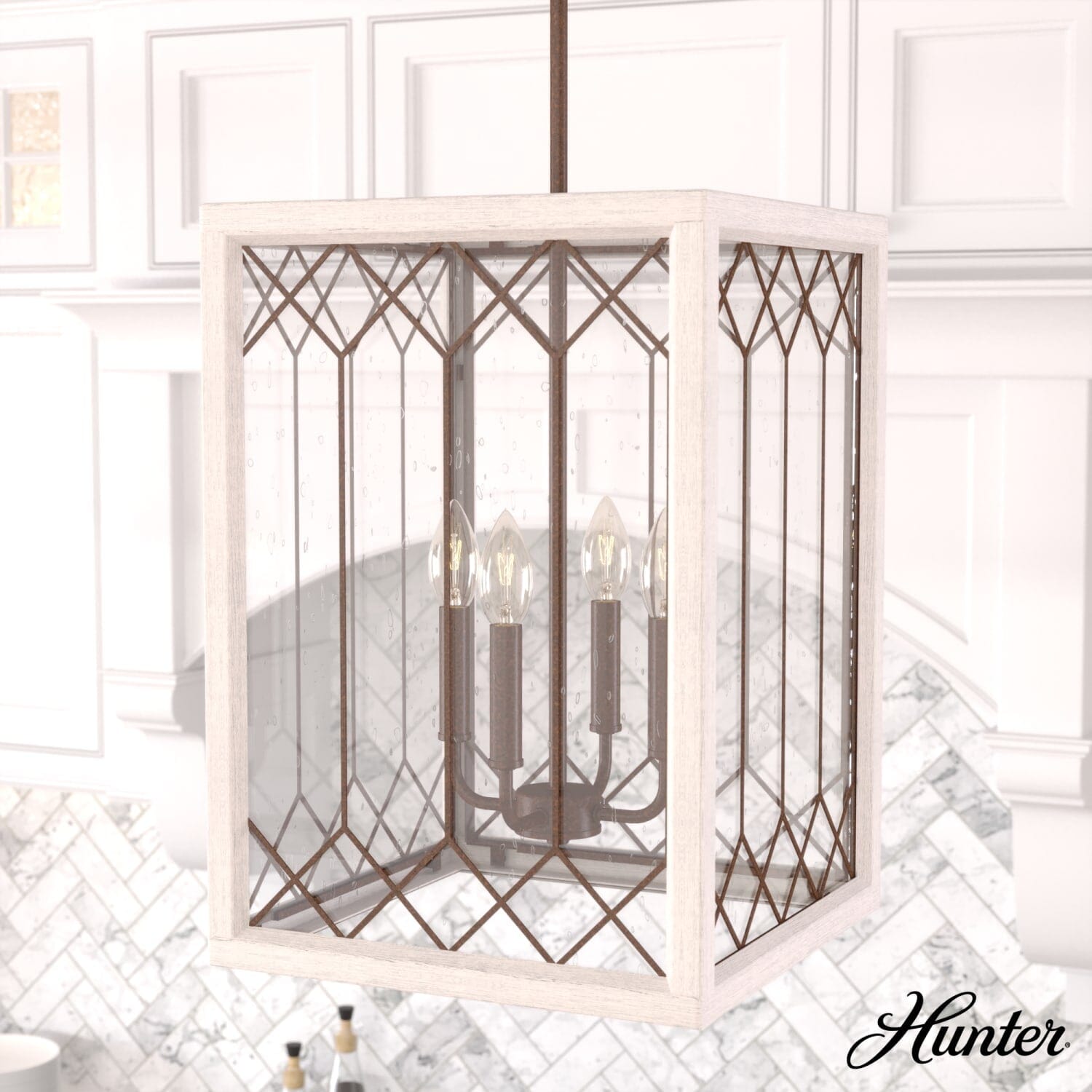 Chevron 4 Light Lantern 14 Inch
