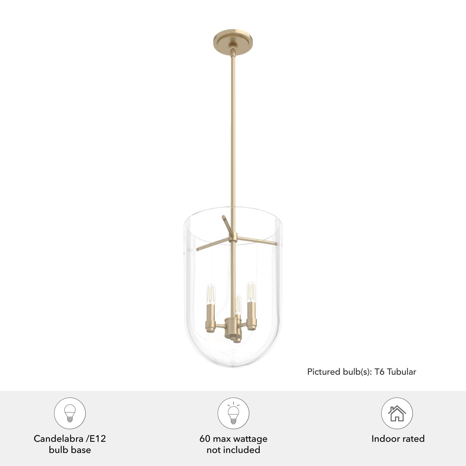 Sacha 3 Light Cloche Pendant - Image 5