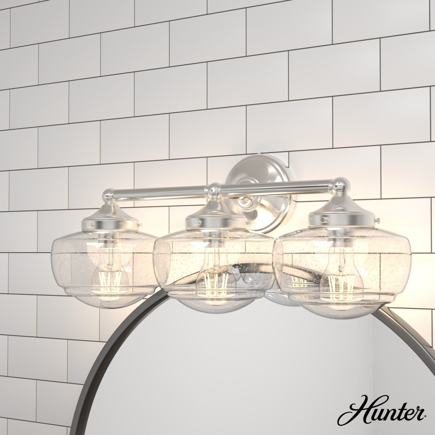 Saddle Creek Clear Seeded Glass 3 Light Vanity