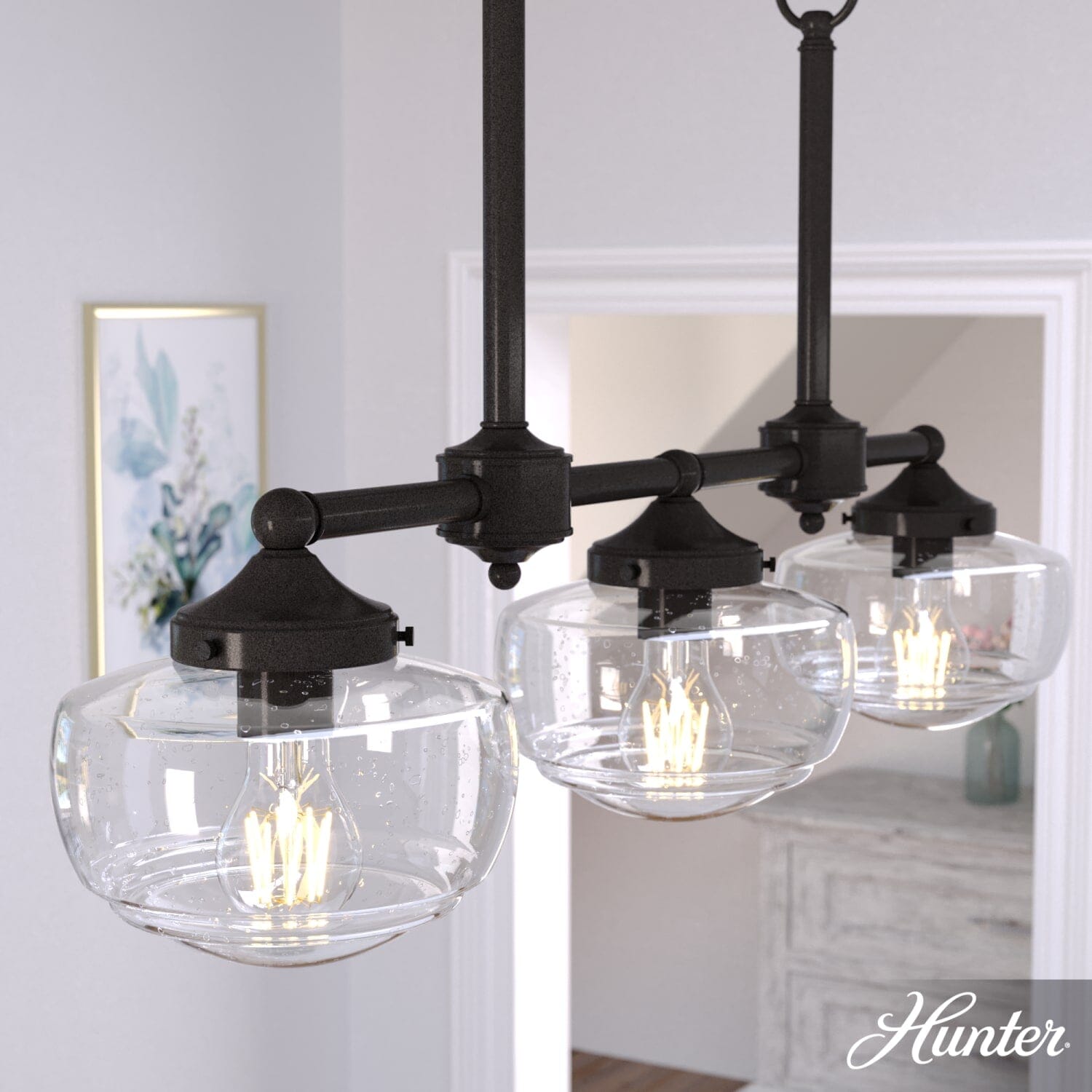 Saddle Creek Clear Seeded Glass 3 Light Linear Chandelier