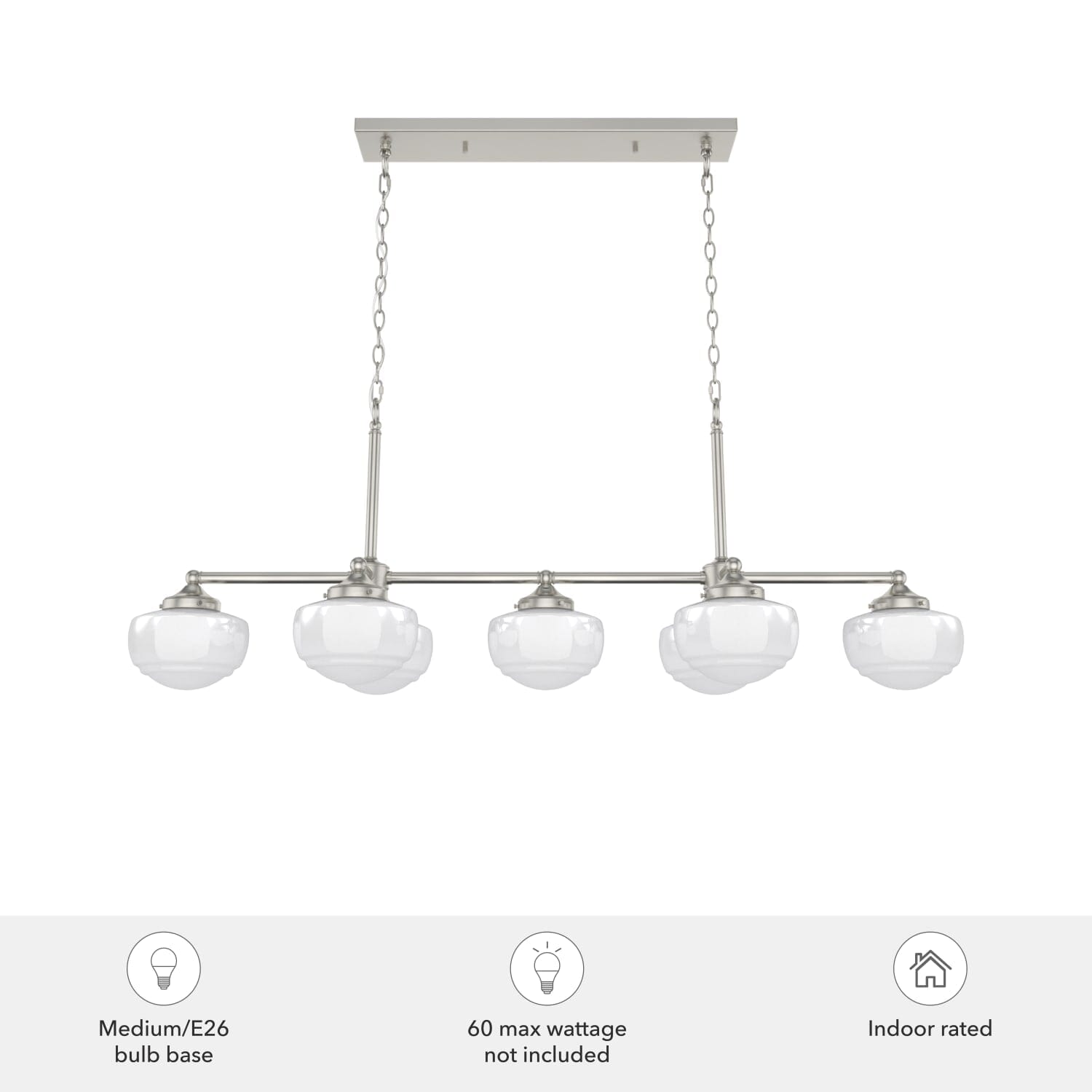 Saddle Creek Shiny Cased White Glass 7 Light Linear Chandelier - Image 5
