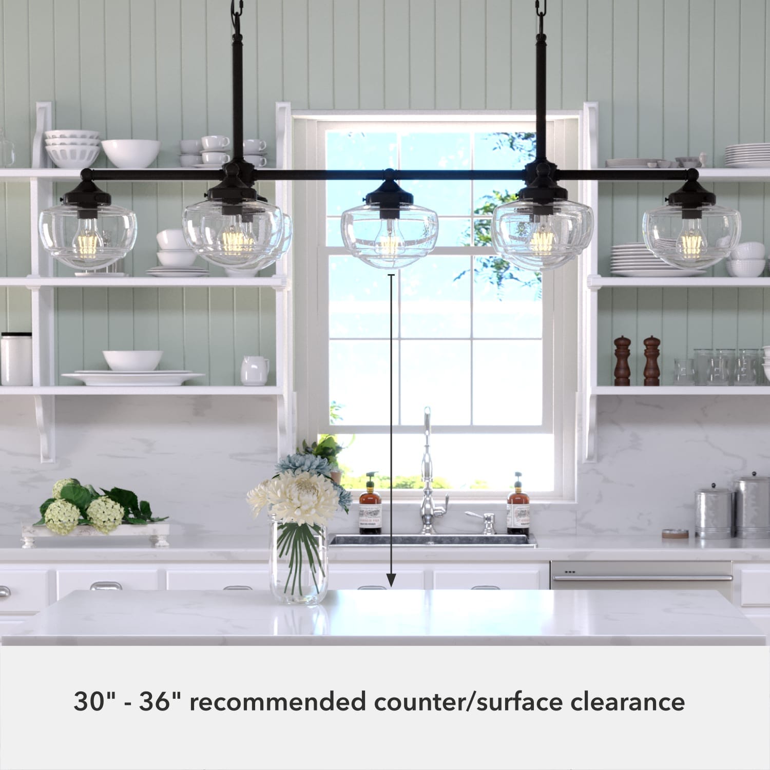 Saddle Creek Clear Seeded Glass 7 Light Linear Chandelier - Image 5