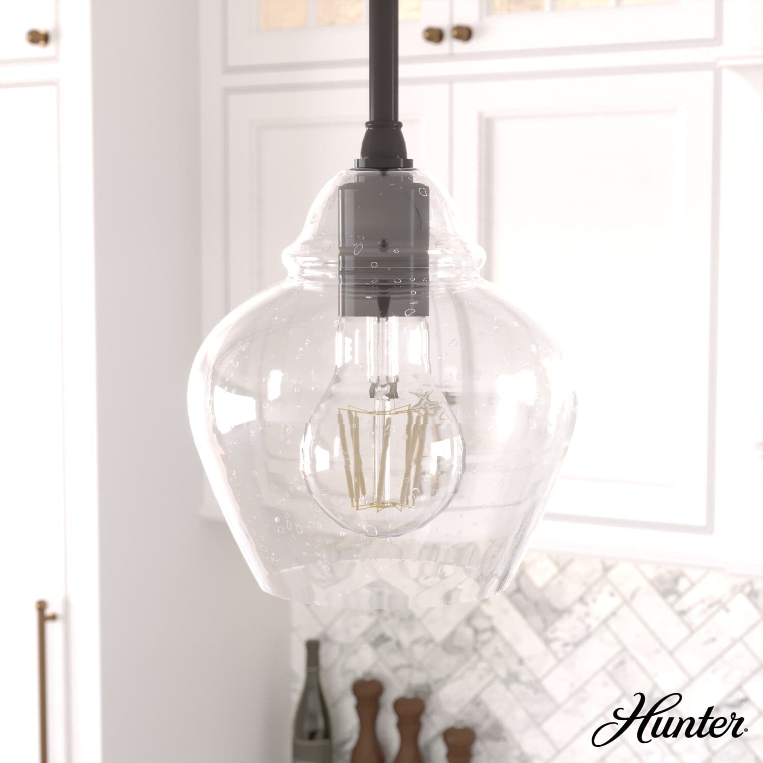 Dunshire Ginger Jar Clear Seeded Glass 1 Light 6.75 Inch Mini Pendant