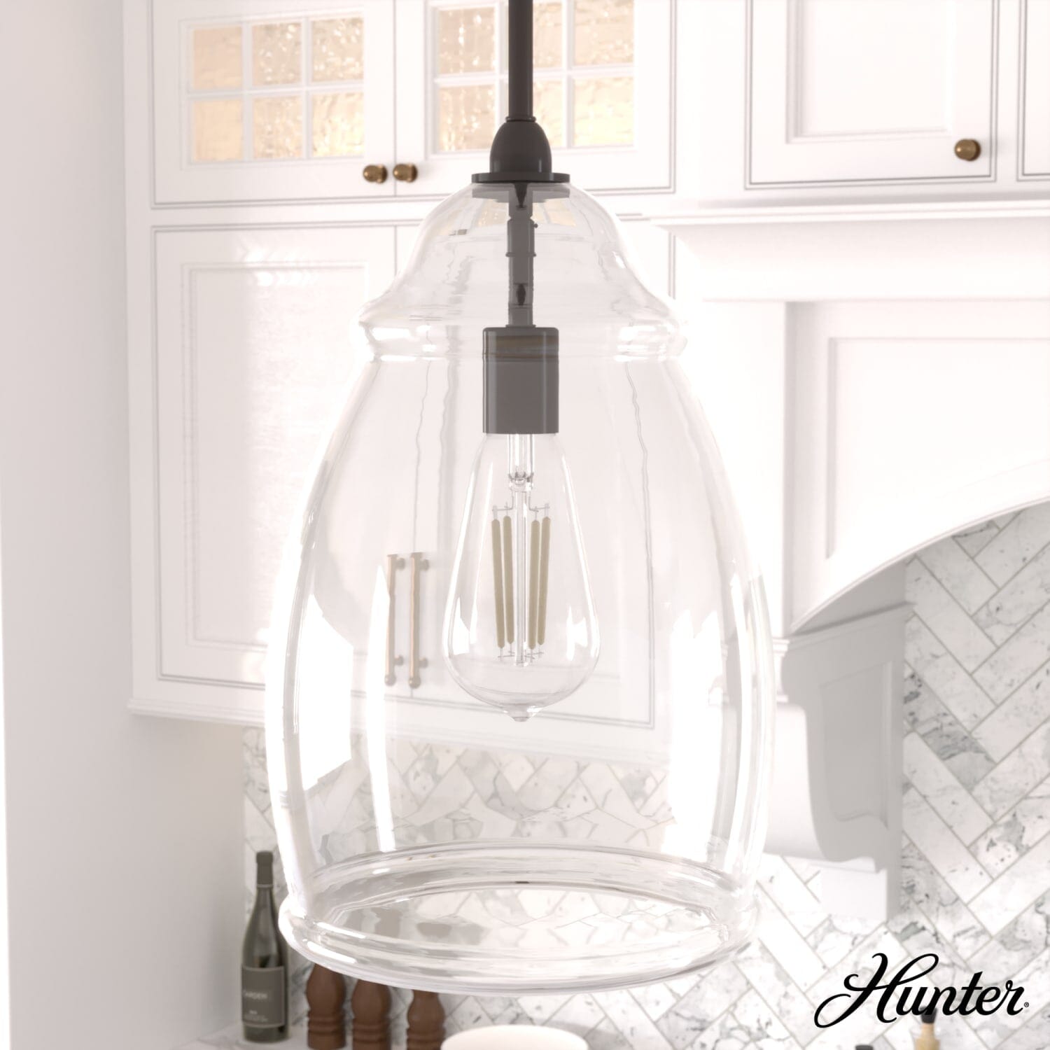 Dunshire Curved Vase Clear Glass 1 Light 10 Inch Medium Pendant - Image 2