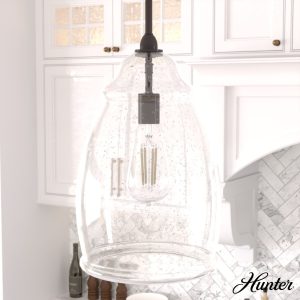 Dunshire Curved Vase Clear Seeded Glass 1 Light 10 Inch Medium Pendant