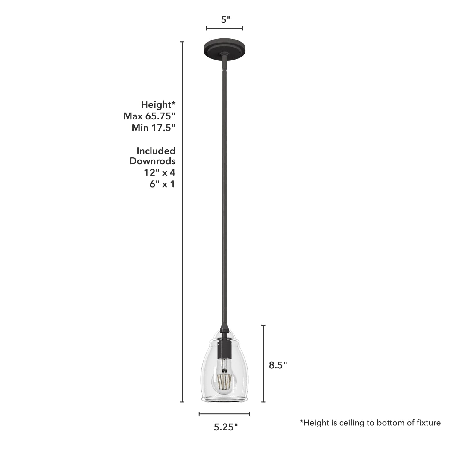 Dunshire Curved Vase Clear Glass 1 Light 5.25 Inch Mini Pendant - Image 5