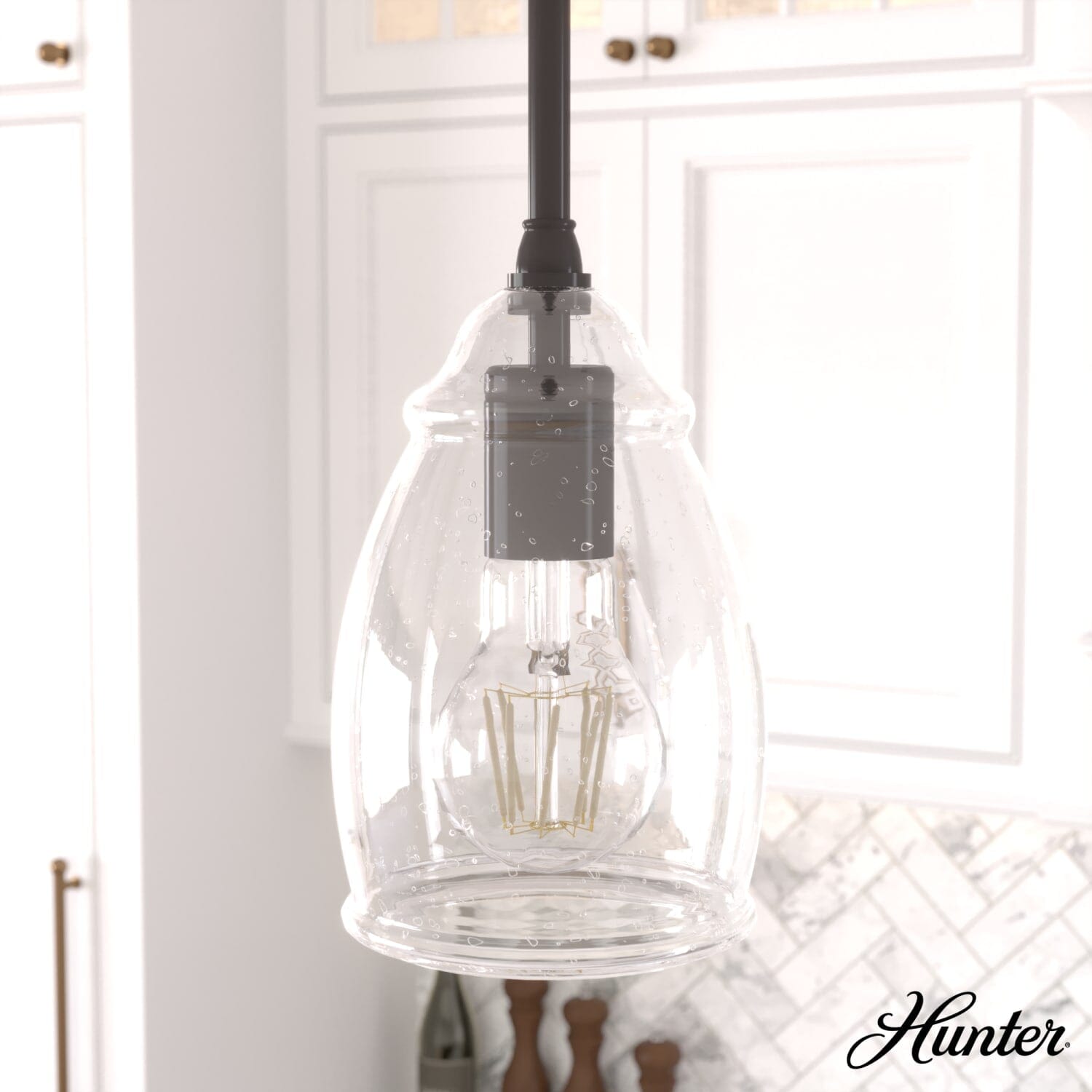 Dunshire Curved Vase Clear Seeded Glass 1 Light 5.25 Inch Mini Pendant - Image 5