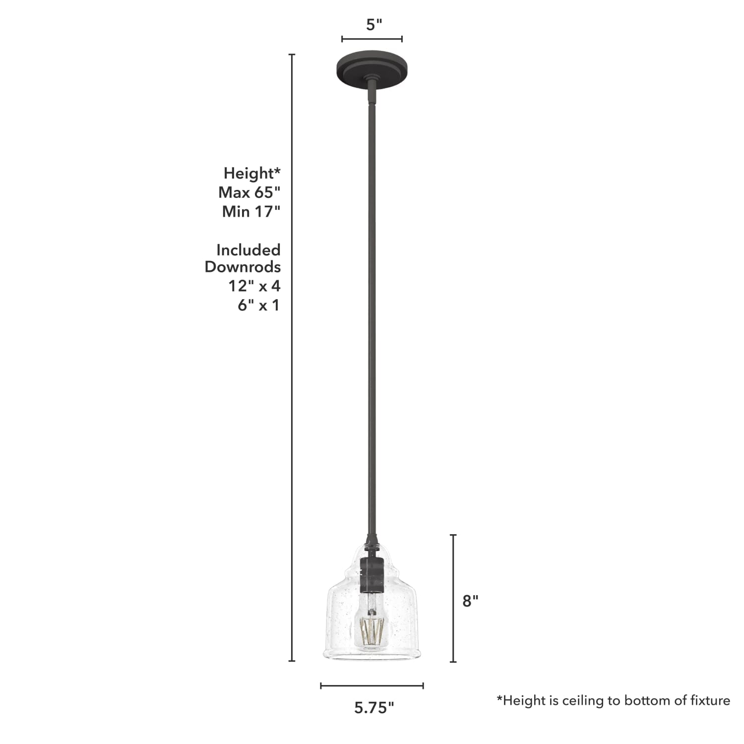 Dunshire Bell Clear Seeded Glass 1 Light 6 Inch Mini Pendant - Image 4