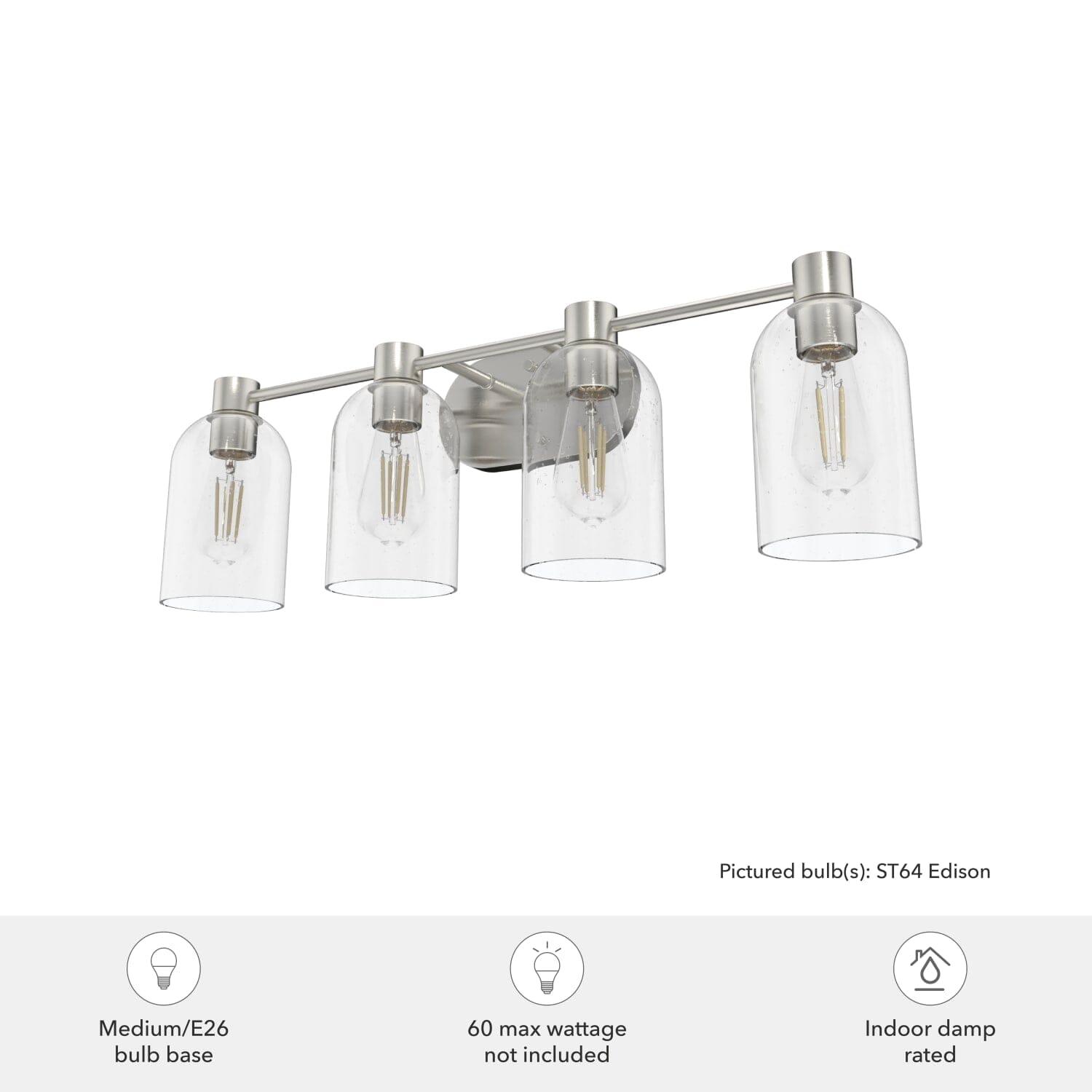 Lochemeade Clear Seeded Glass 4 Light Vanity - Image 6