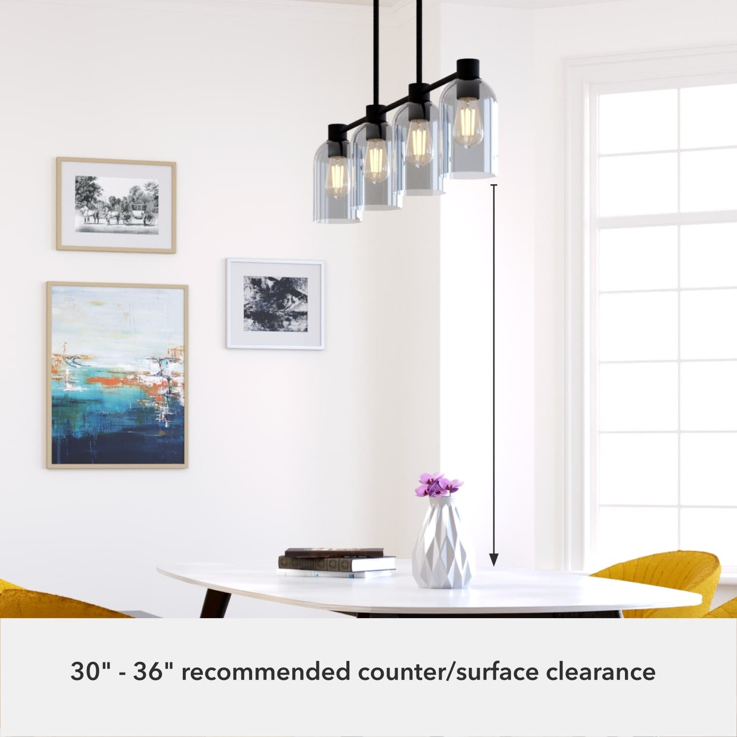 Lochemeade Smoked Glass 4 Light Linear Chandelier - Image 5