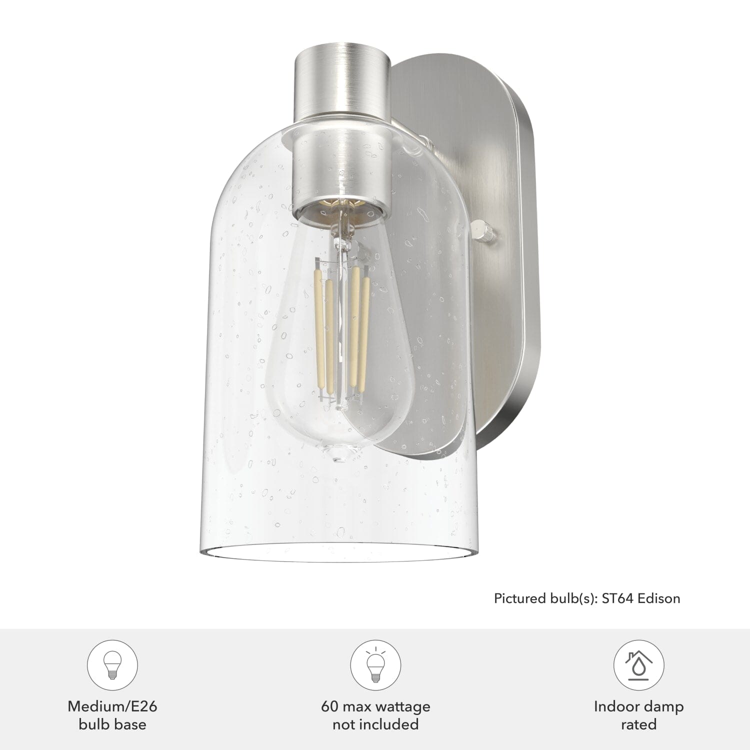Lochemeade Clear Seeded Glass 1 Light Sconce - Image 6