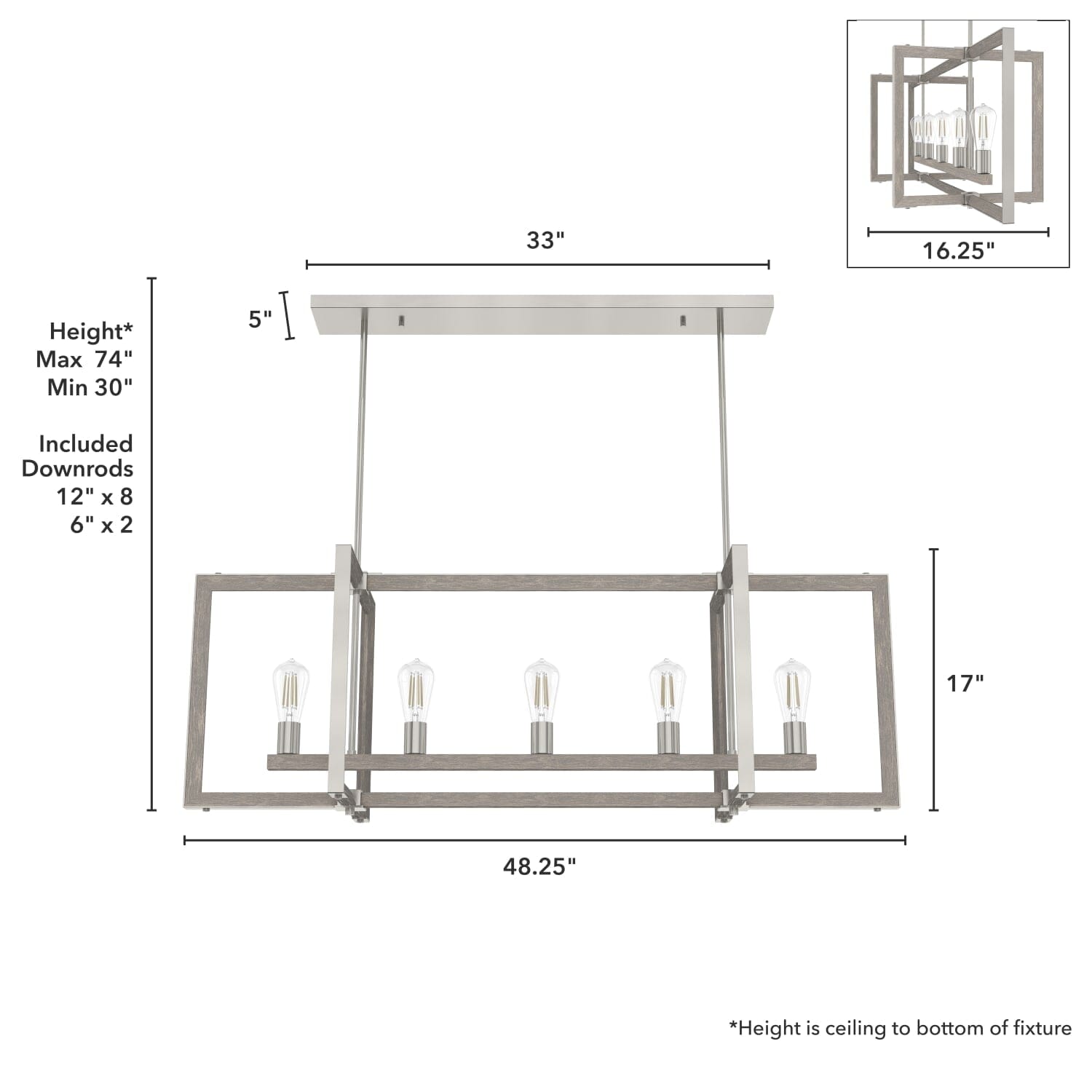 Woodburn 5 Light Linear Chandelier - Image 4