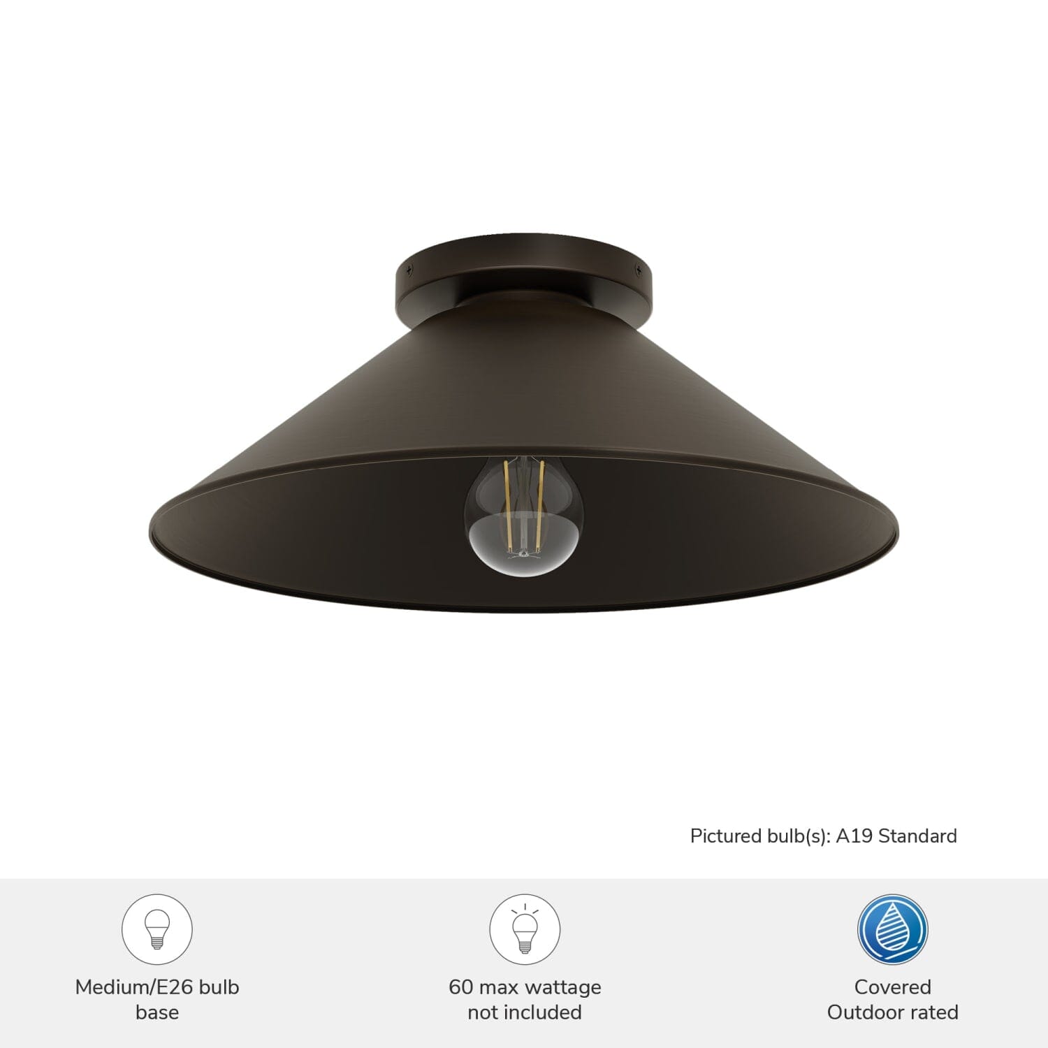 Skyflow Outdoor 1 Light 14 Inch Medium Flush Mount - Image 6