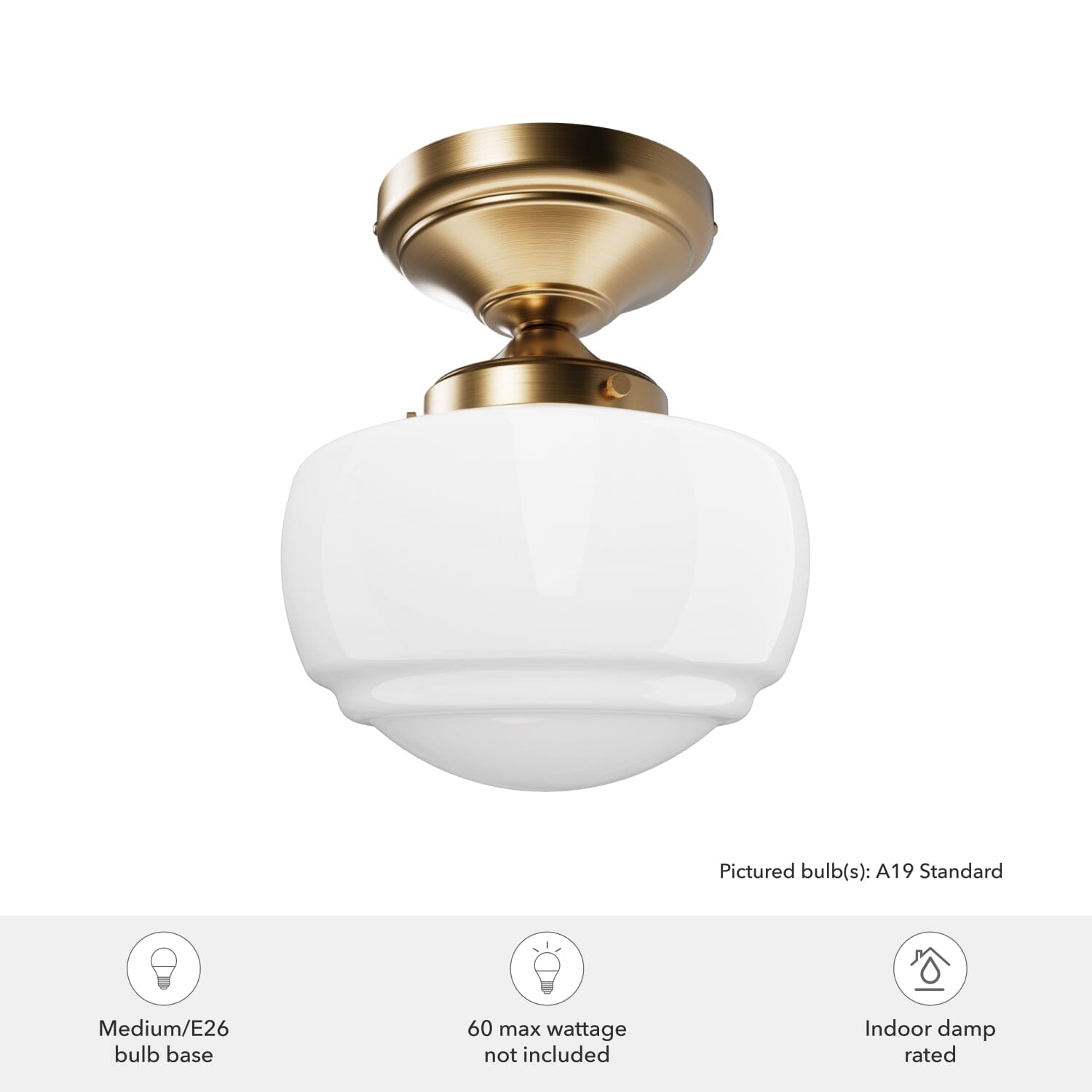 Saddle Creek Shiny Cased White Glass 1 Light Mini Semi Flush - Image 4