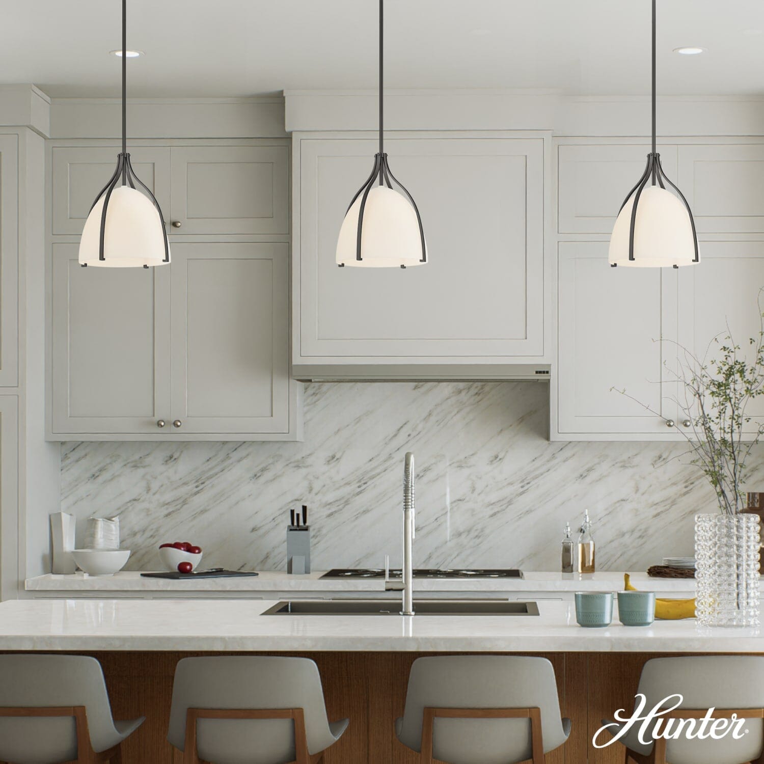 Arcelia White Glass 1 Light Medium 12 Inch Pendant - Image 3