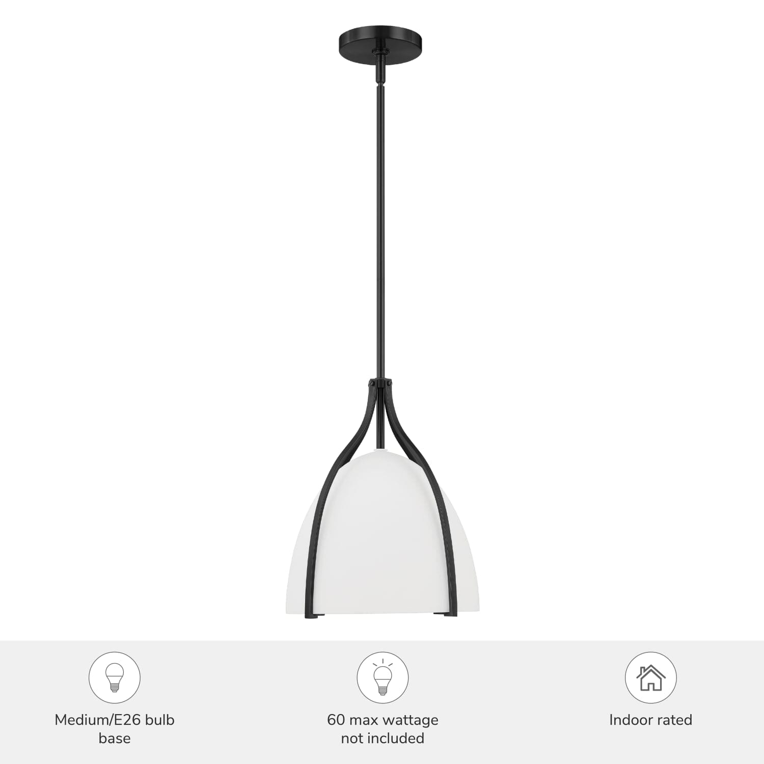 Arcelia White Glass 1 Light Medium 12 Inch Pendant - Image 5