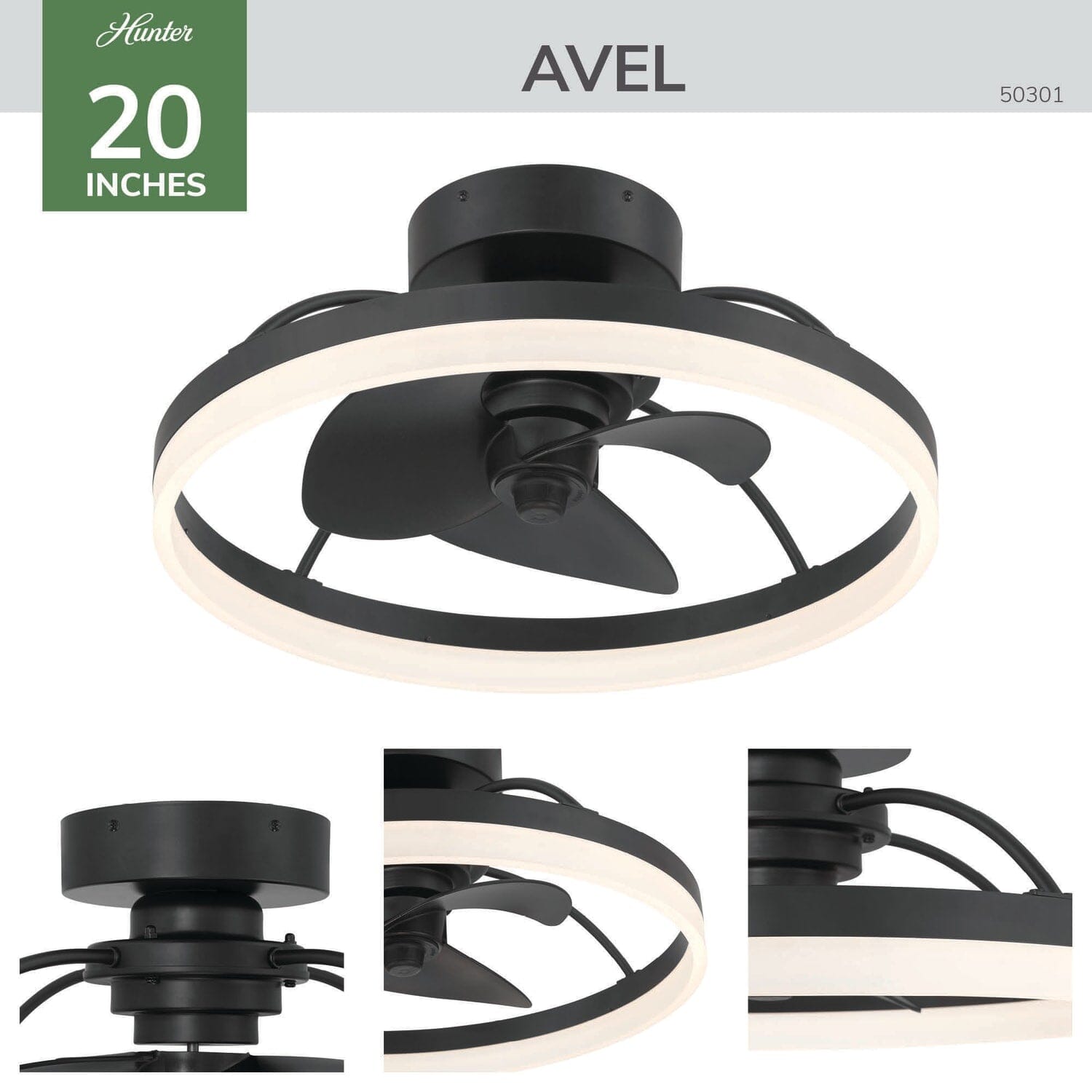 Avel Indoor SureSpeed Low Profile Fandelier 20 inch with Light and Remote - Image 6