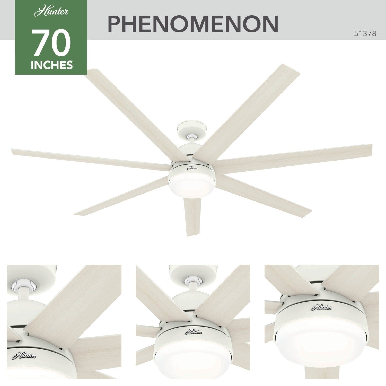 Phenomenon Indoor Smart Fan ENERGY STAR with LED Light 70 inch with Wall Control - Image 4