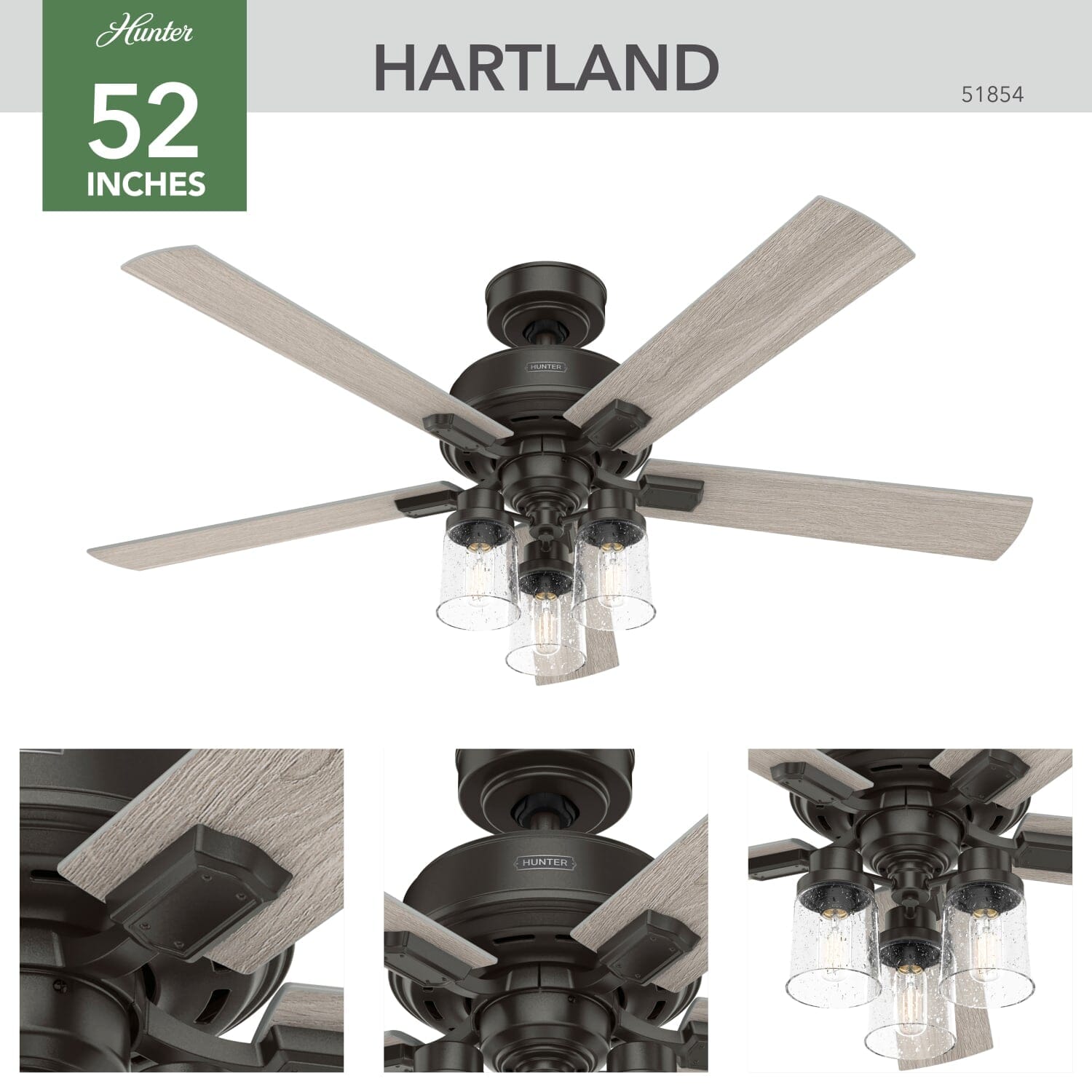 Hartland with LED Light and Remote 52 inch - Image 2